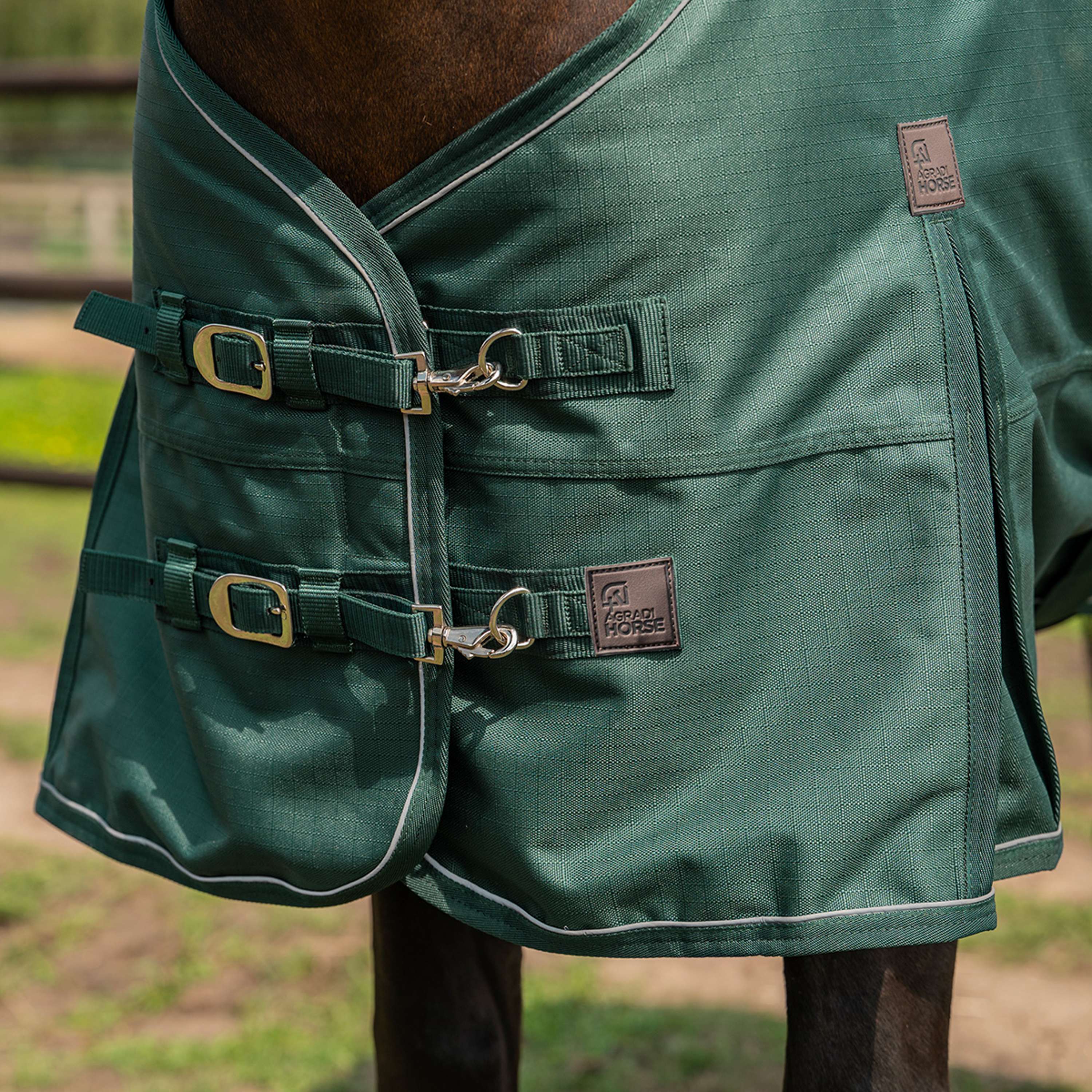 Agradi Horse Couverture d'Extérieur 1200D 0gr Bande Réfléchissante Vert - Image 3