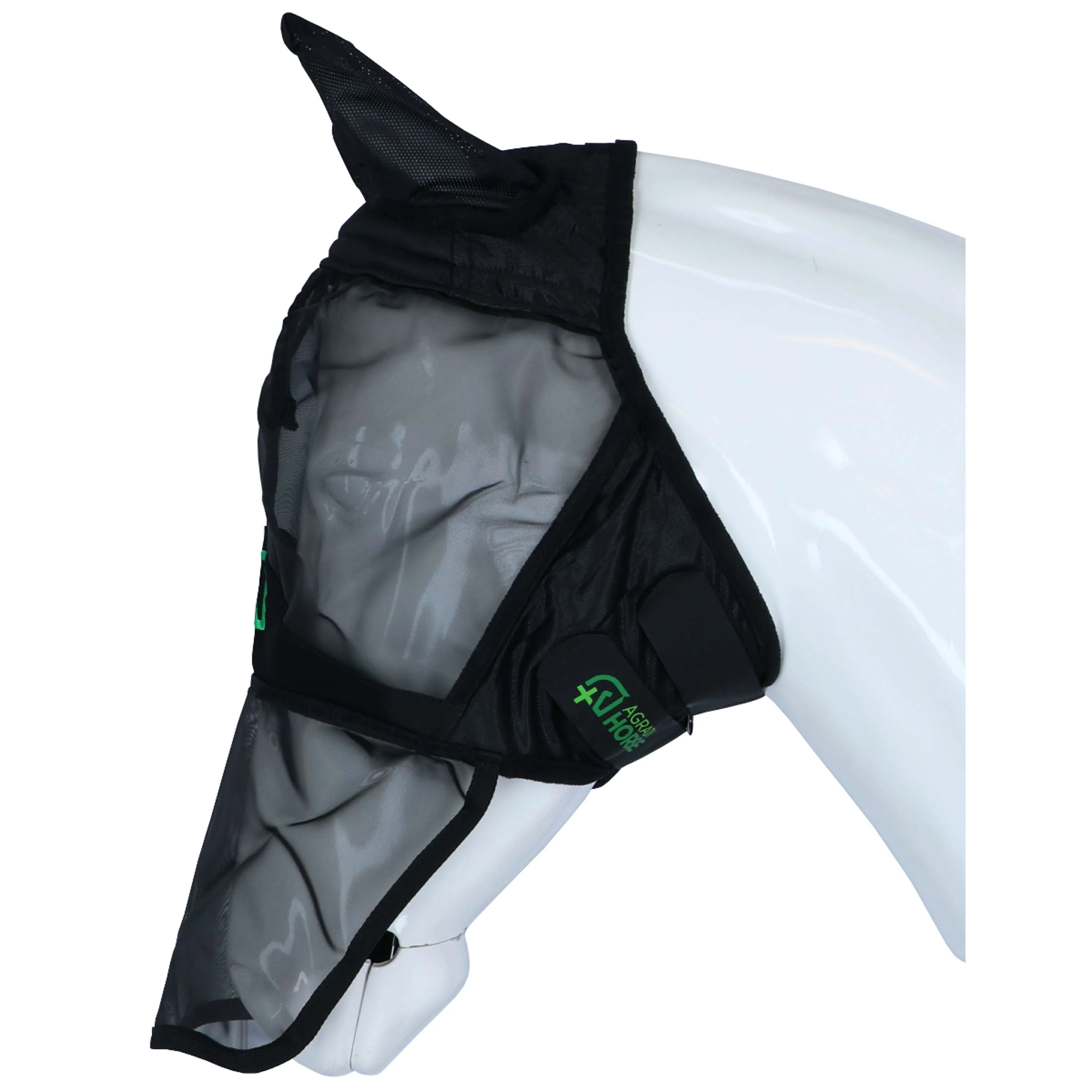 Agradi Horse Masque Anti-Mouches Fine Mesh avec Oreilles et Nez Noir - Image 3