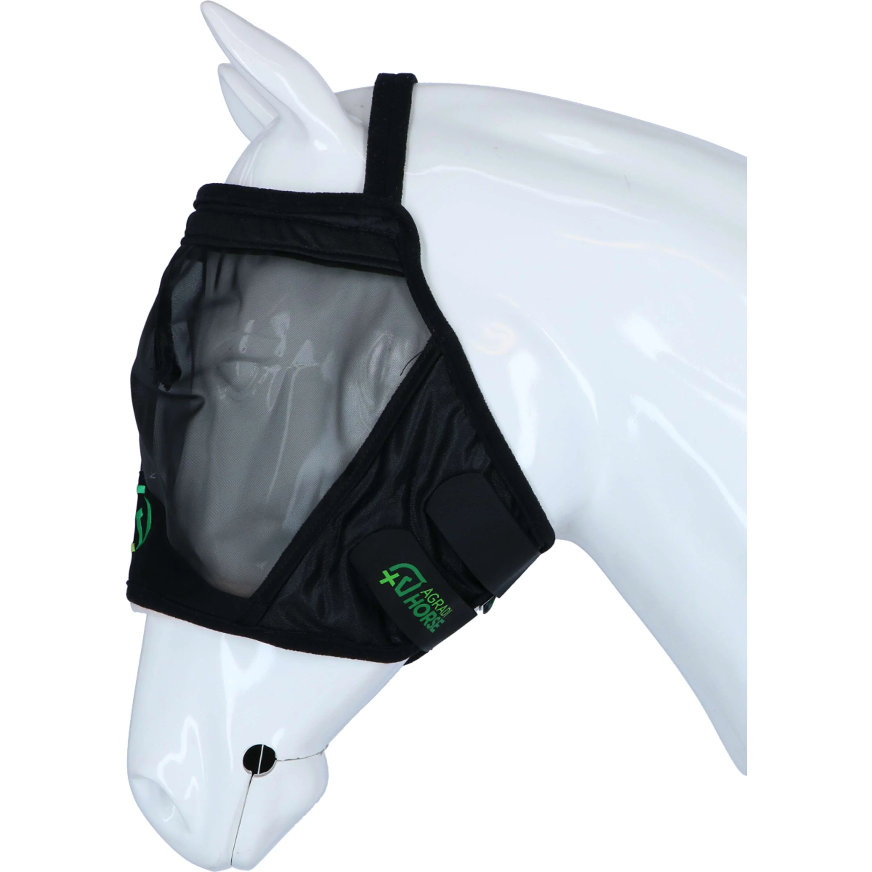 Agradi Horse Masque Anti-Mouches Fine Mesh sans Oreilles Noir - Image 3