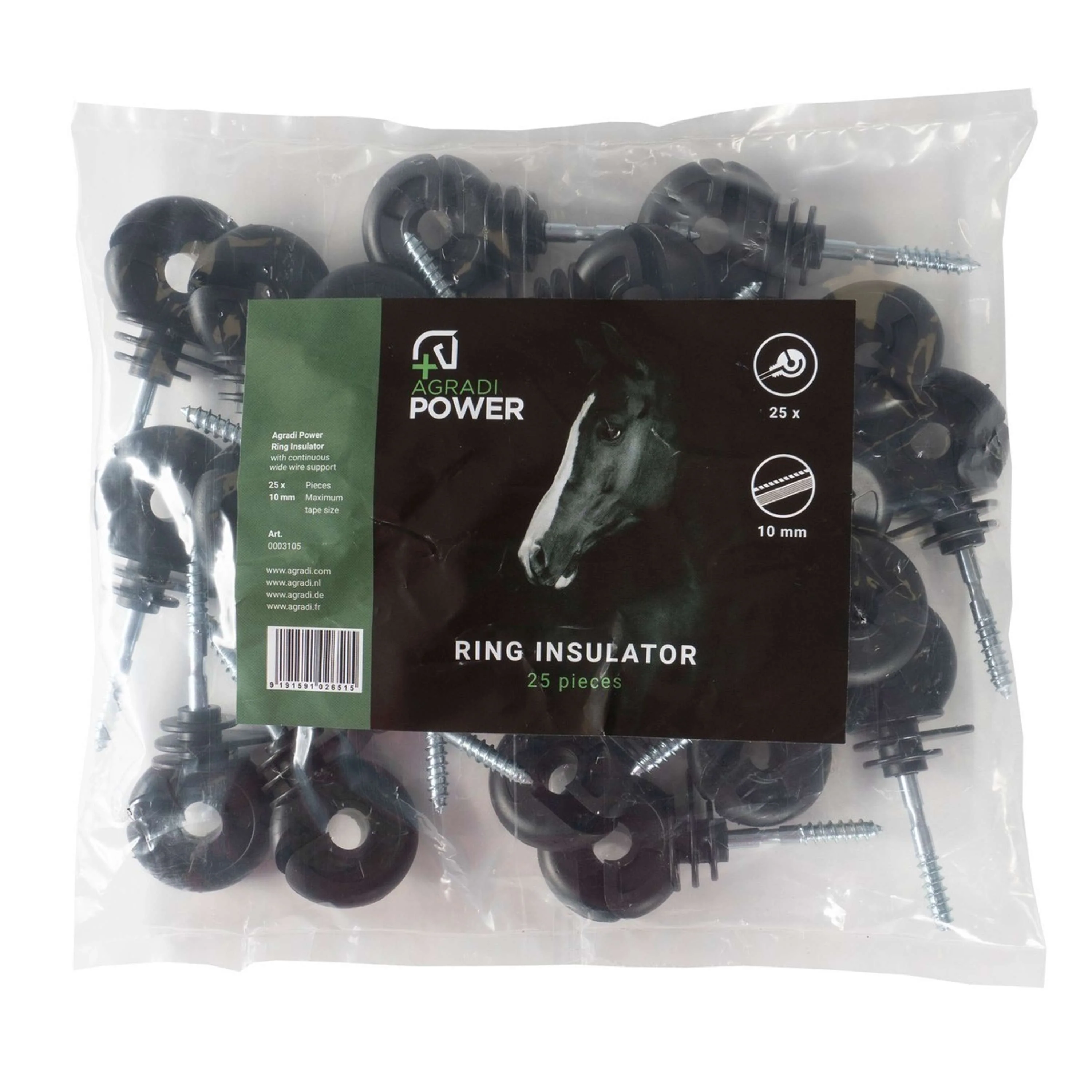 Agradi Power Isolateur Anneau Fer Cœur 25 Pièces Noir - Image 2