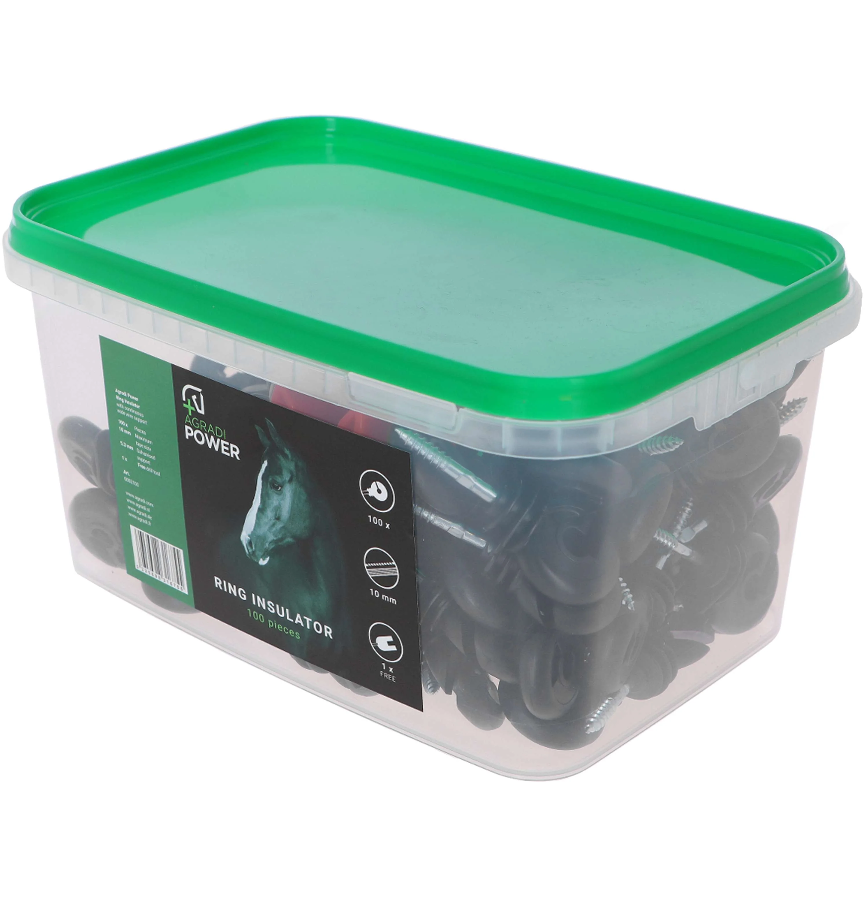 Agradi Power Isolateurs Anneau dans Seau Outil Perceuse 100 Pièces Noir - Image 5