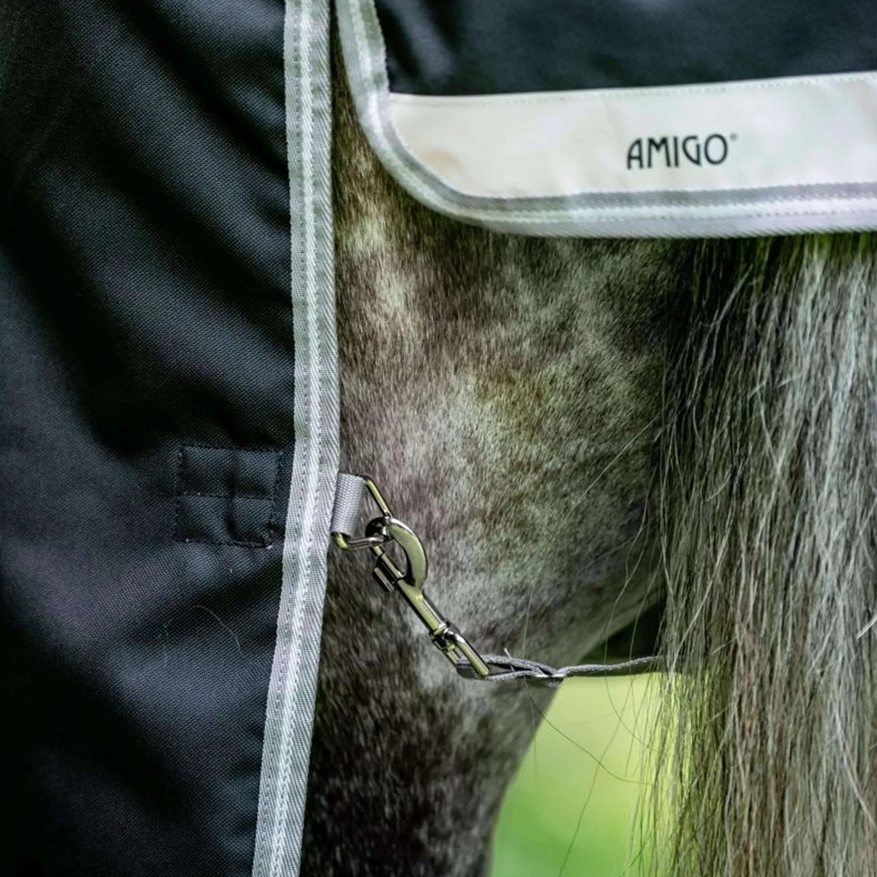 Amigo Chemise Turnout 1200D Plus 100g Noir/Gris Titane/Argent - Image 6