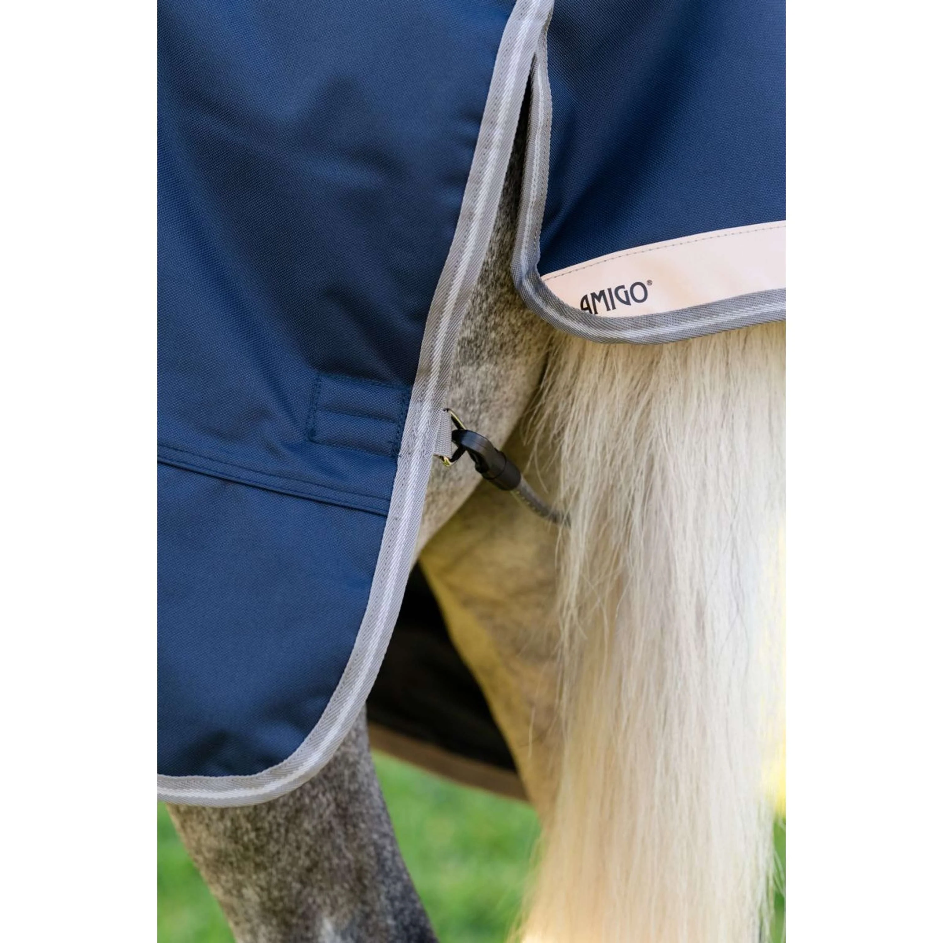 Amigo Chemise Turnout 1200D Pony 50g Marine/Gris Titane/Argent - Image 6
