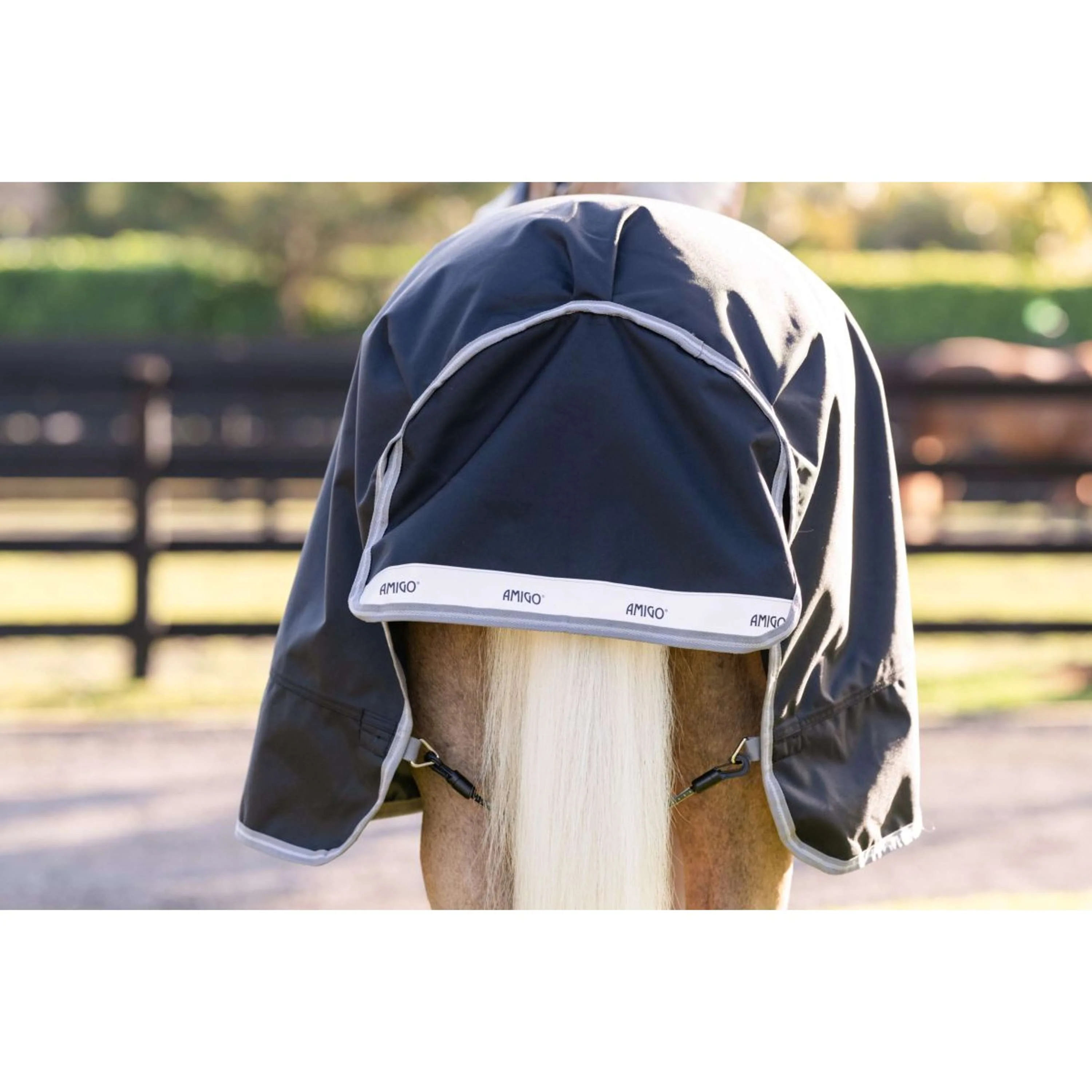 Amigo Chemise Turnout 1200D Pony 50g Noir/Gris Titane/Argent - Image 5