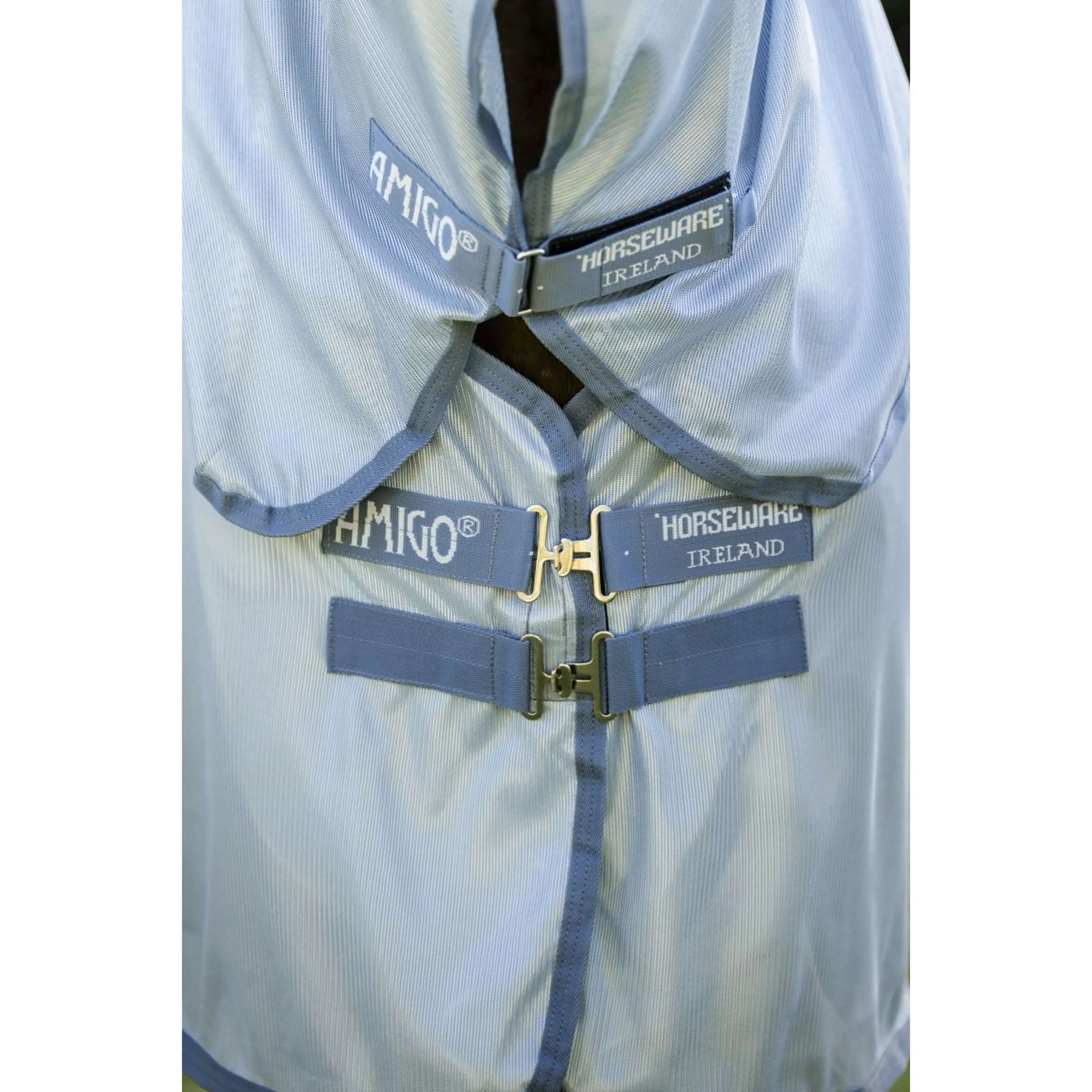 Amigo Couverture Anti-Mouches Integrated Heather Blue/Blue/Silver - Image 4