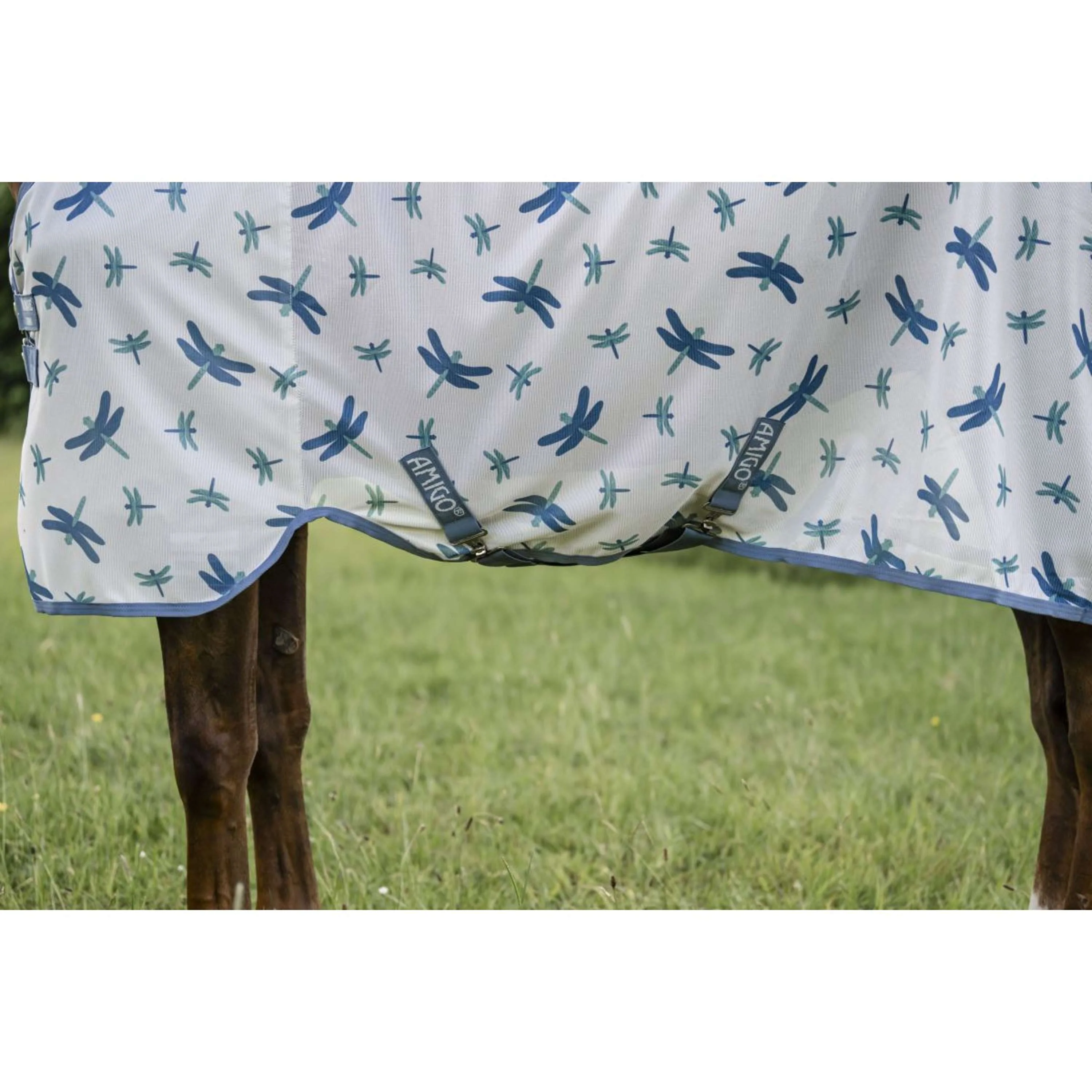 Amigo Couverture Anti-Mouches Plus Pony Dragonfly Print/Silver/Blue/Sage - Image 7
