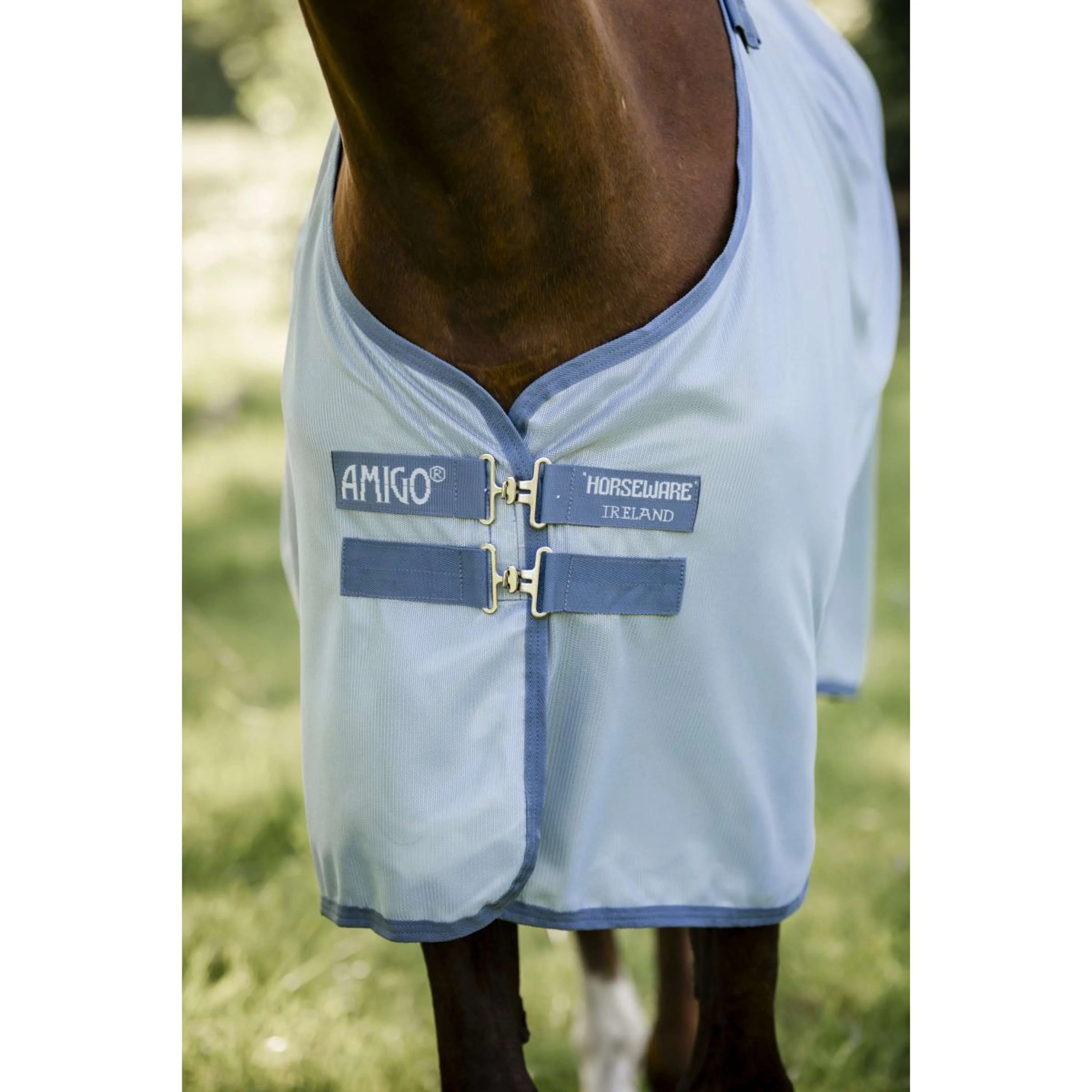 Amigo Couverture Anti-Mouches Plus Heather Blue/Blue/Silver - Image 4