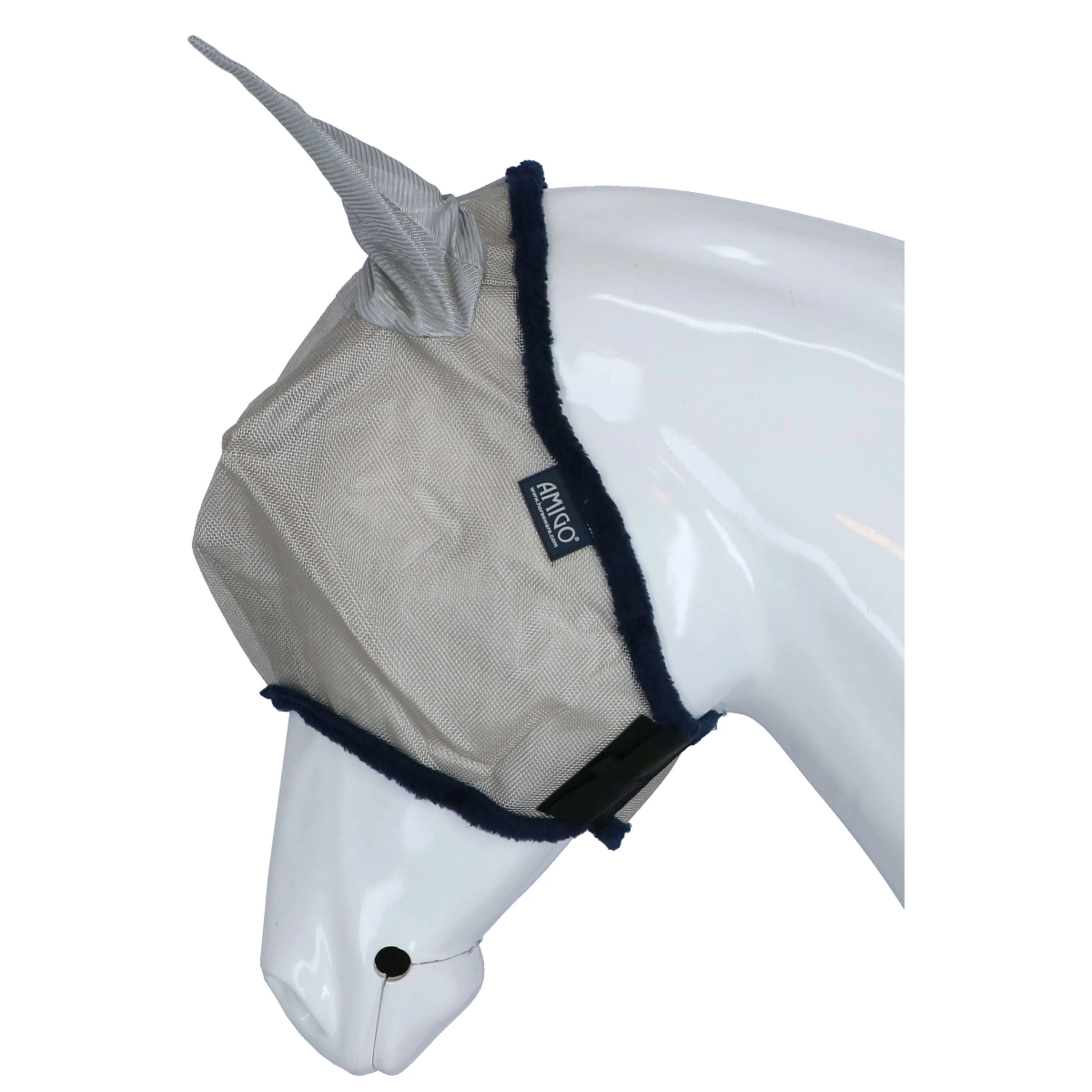 Amigo Fly Mask Argent/Bleu Marine - Image 4
