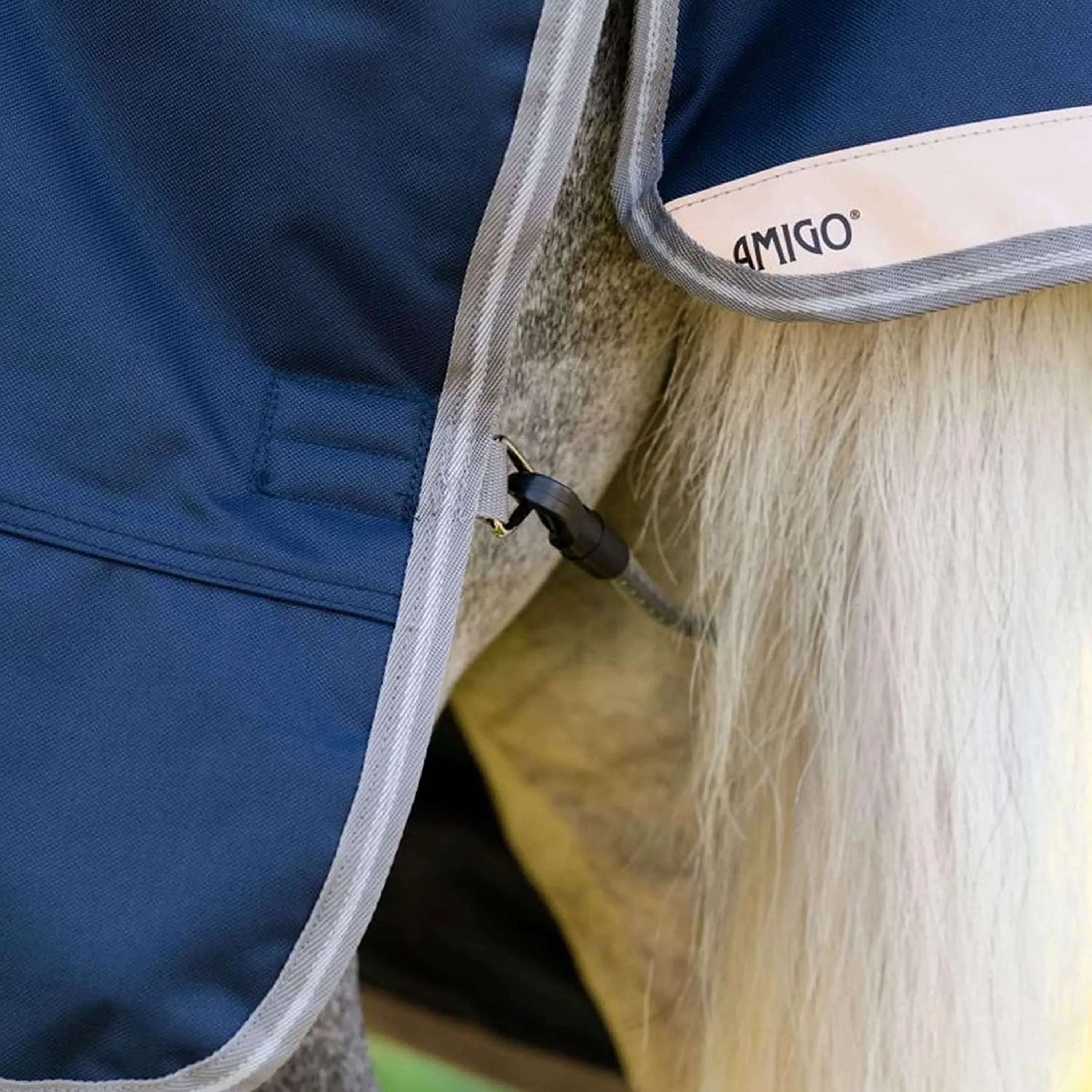 Amigo Turnout Rug 1200D Plus Pony 250g Navy/Titanium Grey/Silver - Image 7