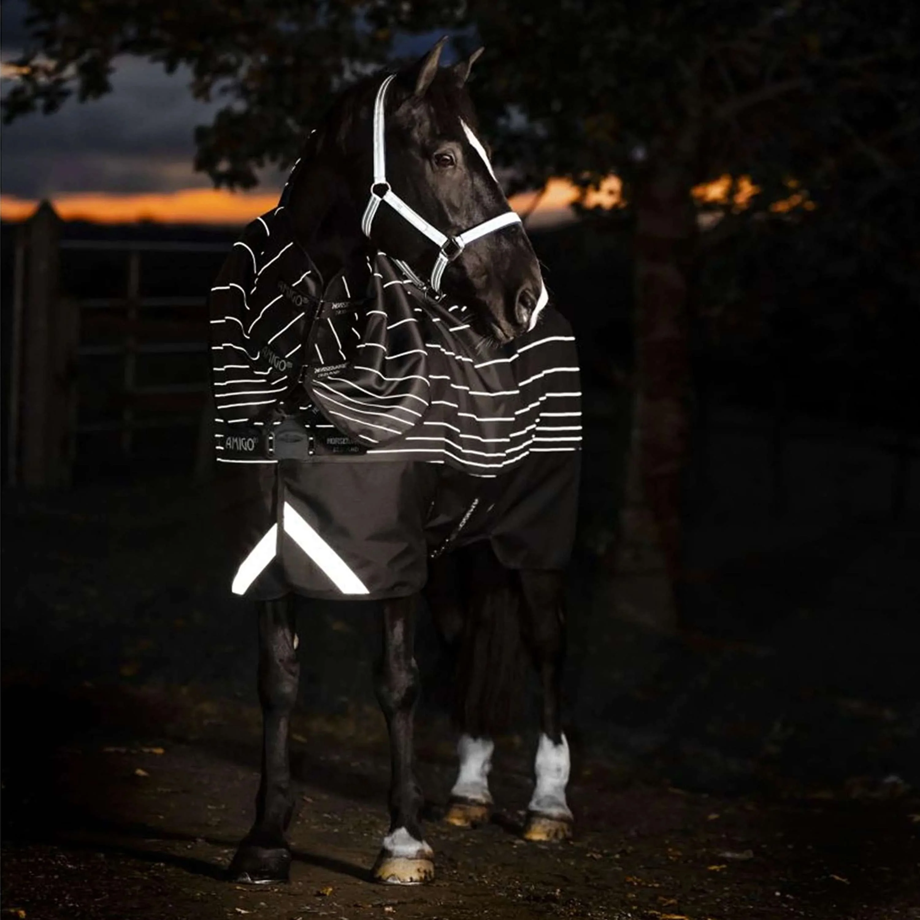 Amigo Turnout Rug FieldSafe Reflectech Plus 1200D 0g Black/Reflective/Black - Image 7