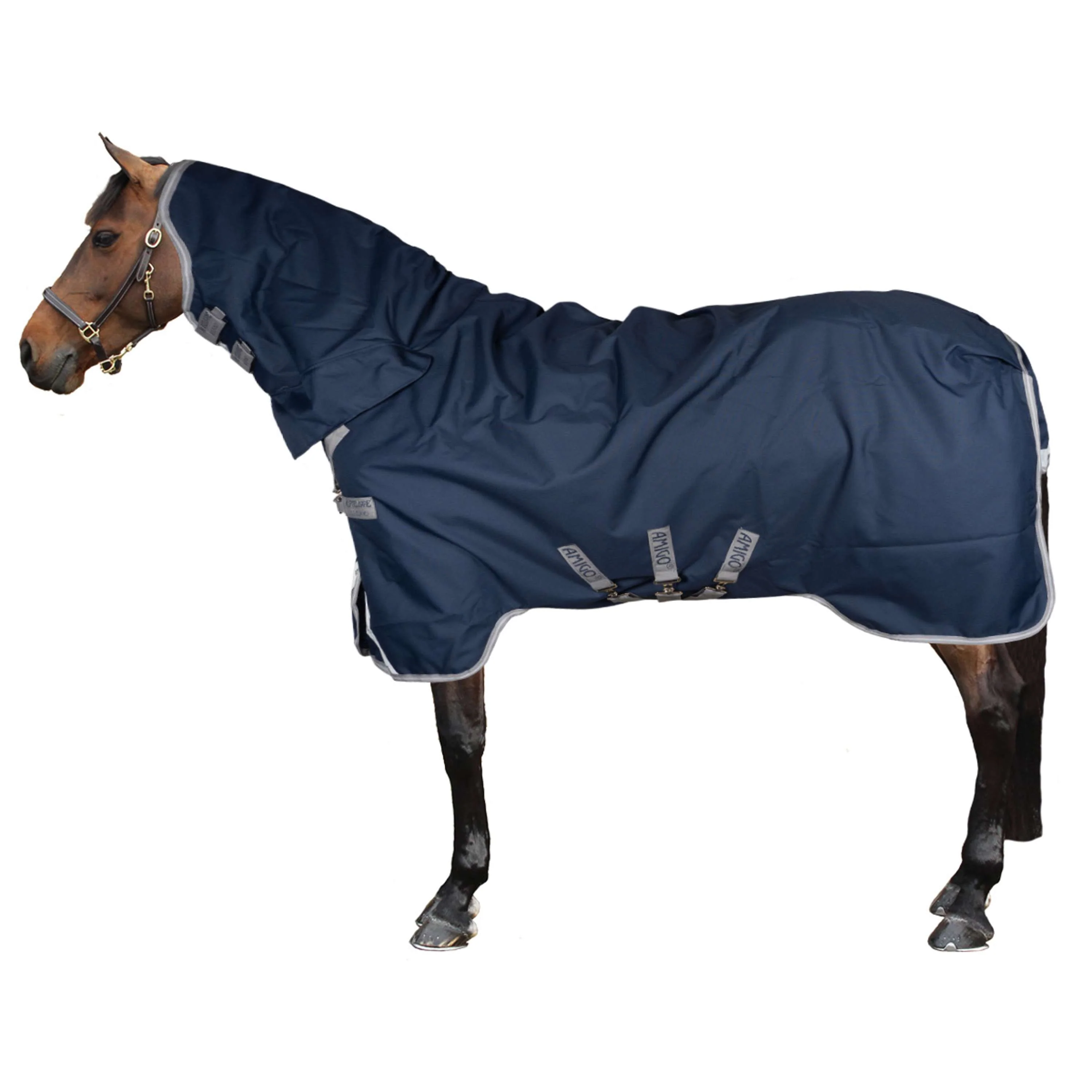 Amigo Turnout Rug Integrated 1200D 150g Navy/Titanium Grey/Silver - Image 2