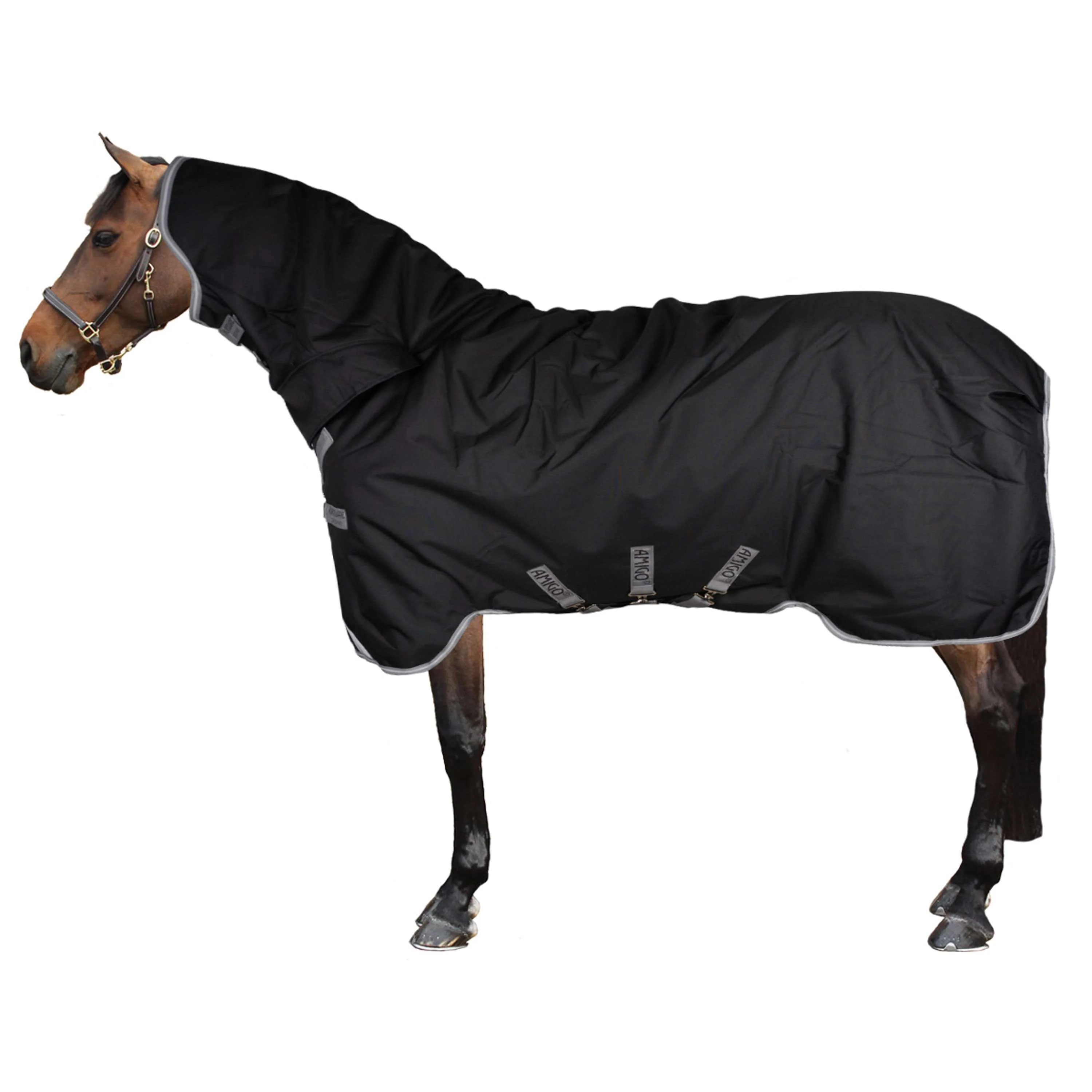 Amigo Turnout Rug Integrated 1200D 250g Black/Titanium Grey/Silver - Image 2