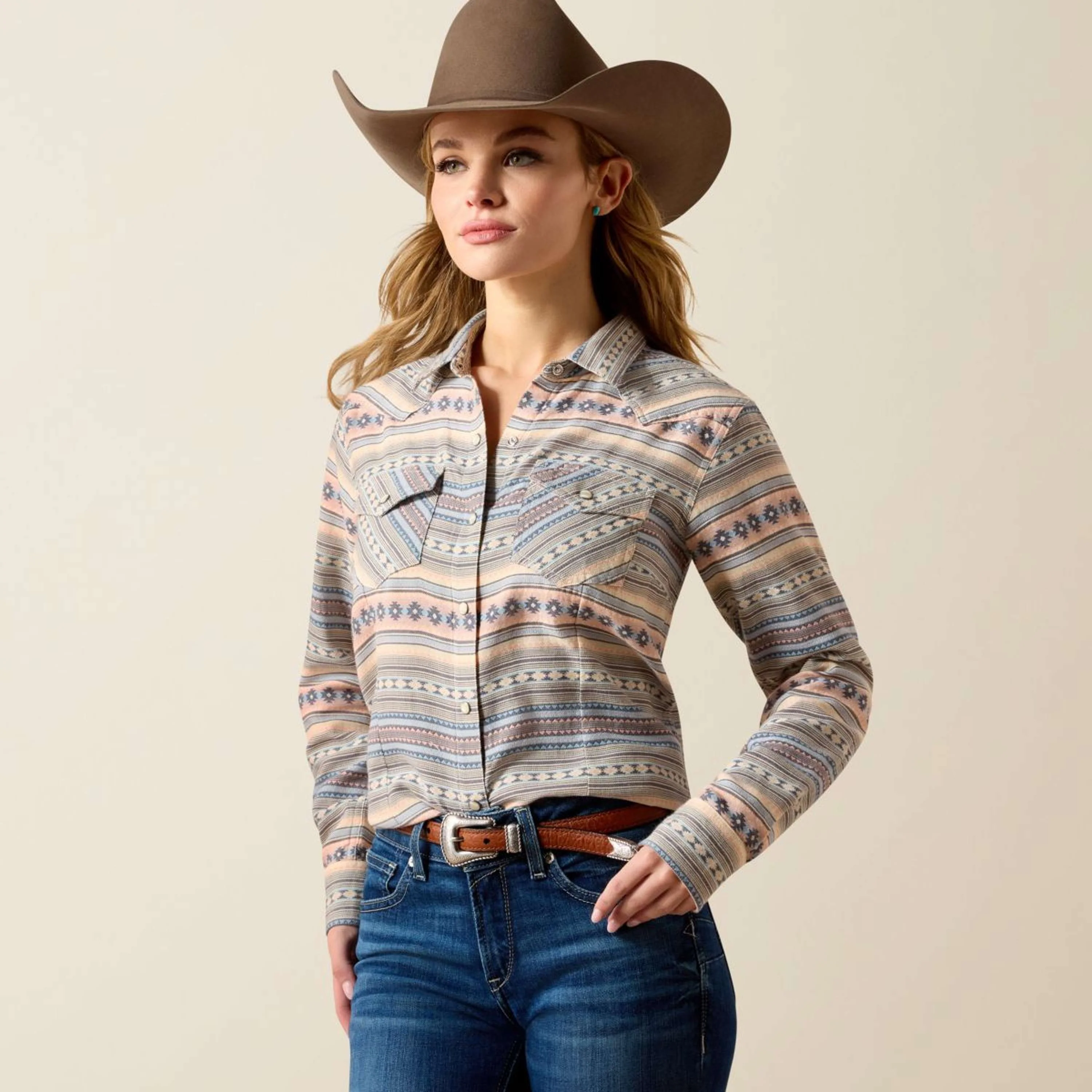 Ariat Blouse Arizona Western Femme Ombre Blue Southwest - Image 2