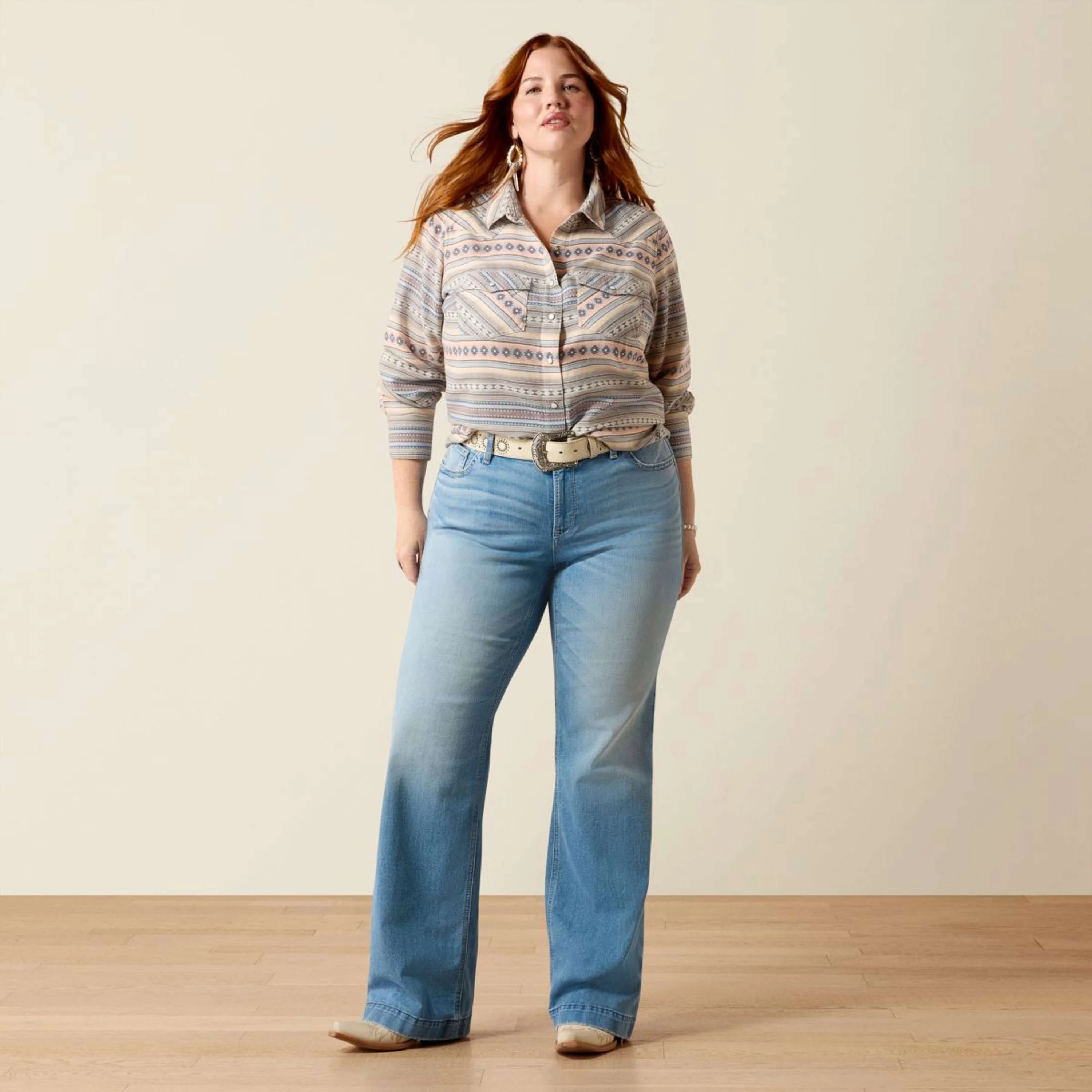 Ariat Blouse Arizona Western Femme Ombre Blue Southwest - Image 5