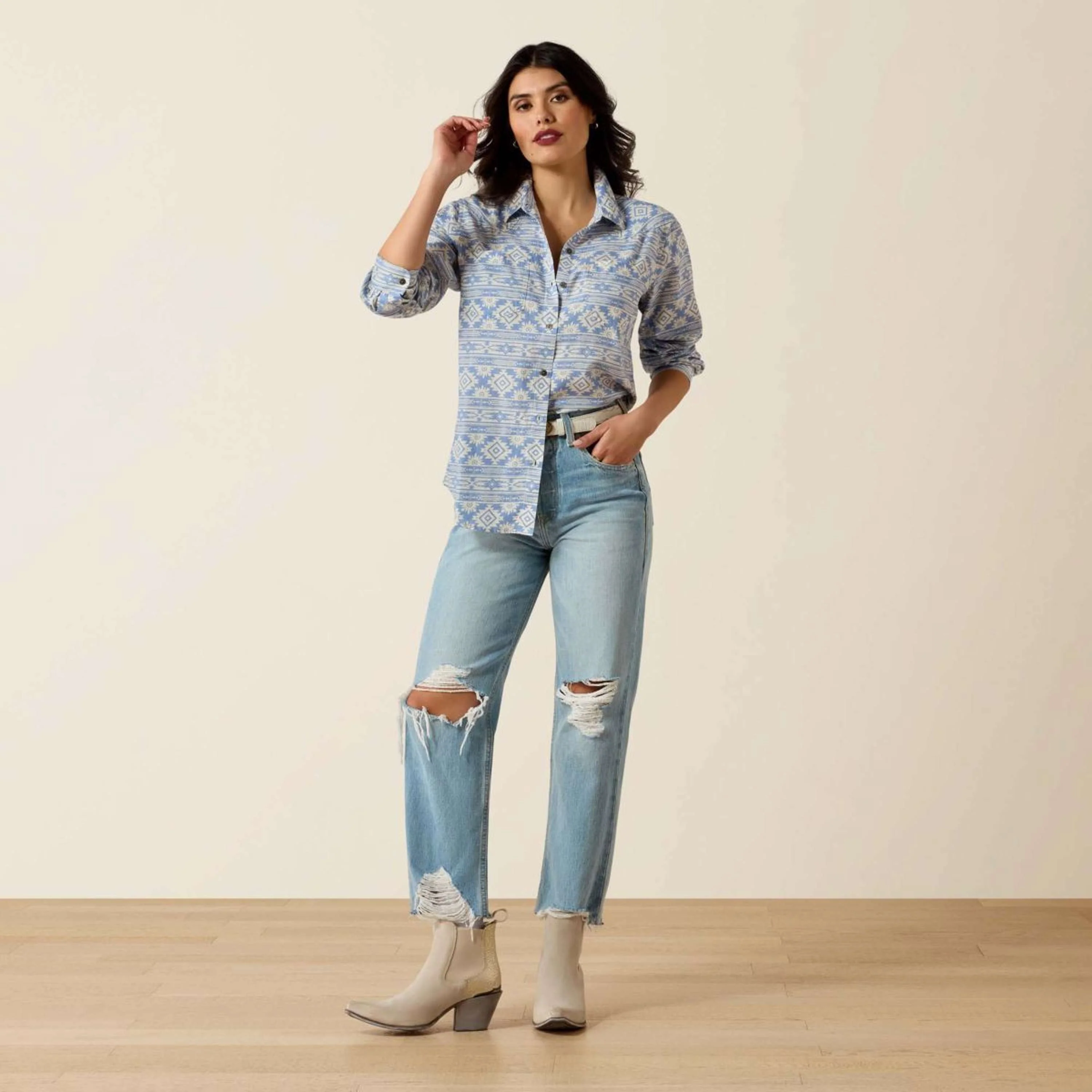 Ariat Blouse Billie Jean Femme Ashleigh Blue Crystal Southwes - Image 2