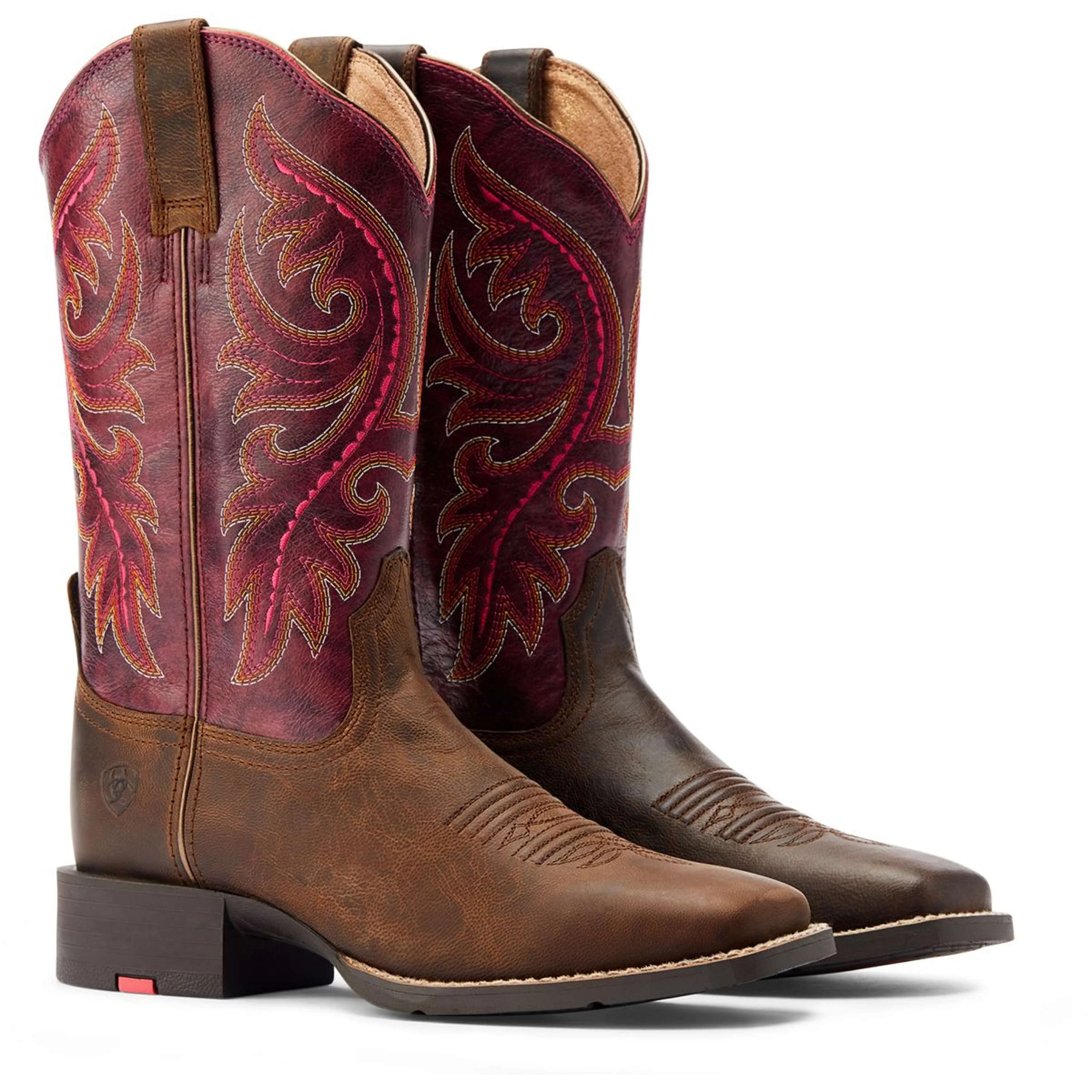 Ariat Bottes Western Round Up Back Zip Femme Worn Mocha/Rasberry - Image 3