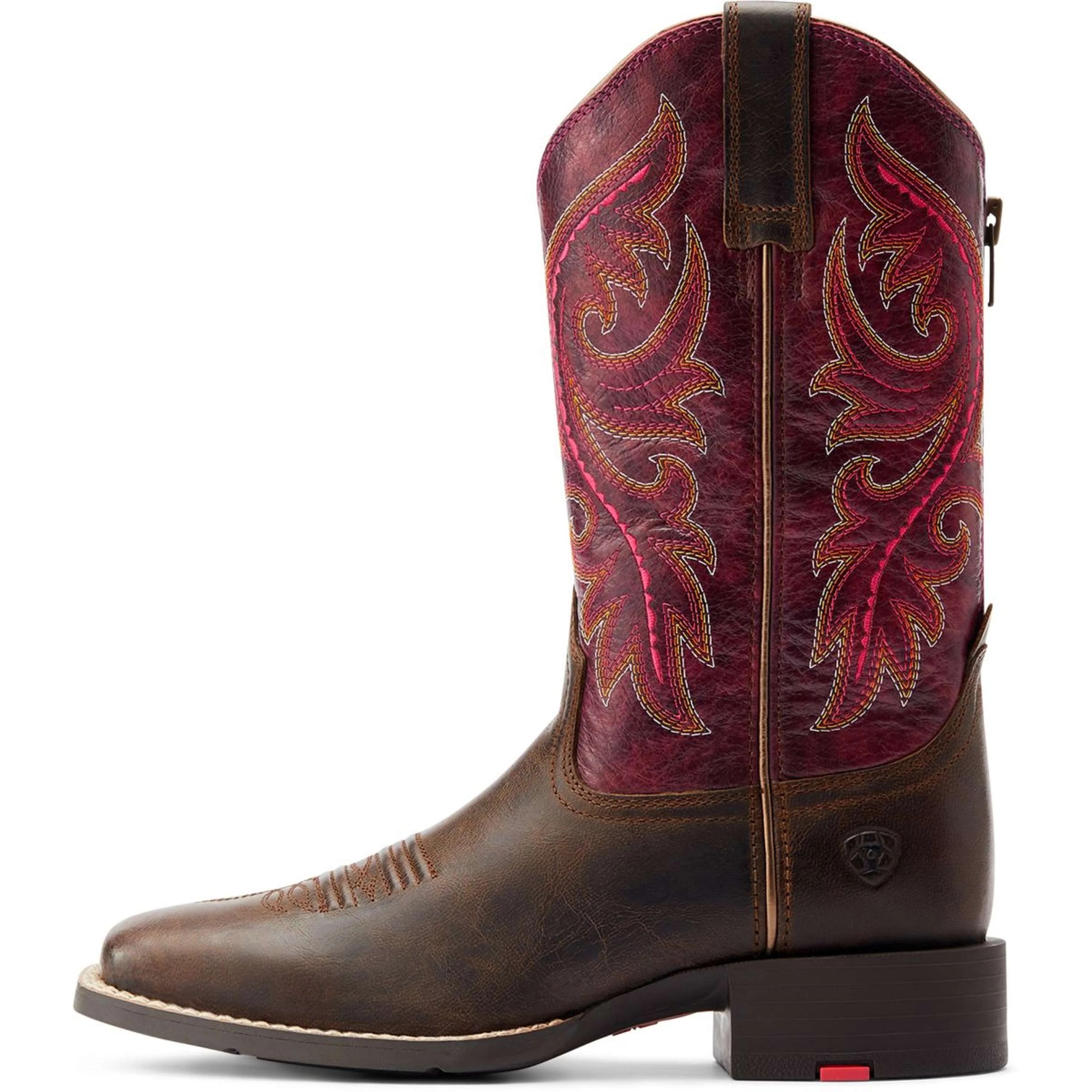 Ariat Bottes Western Round Up Back Zip Femme Worn Mocha/Rasberry - Image 4