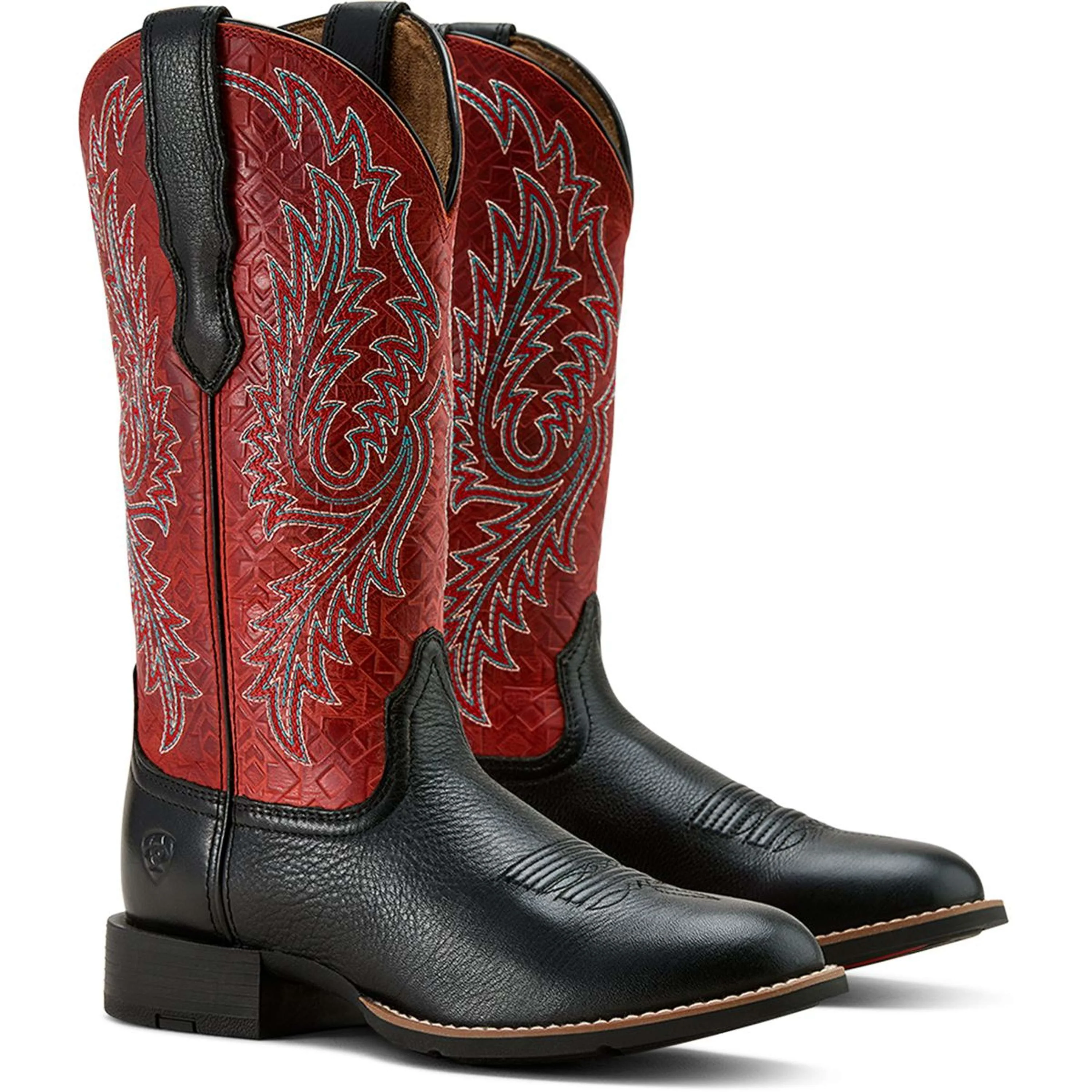 Ariat Bottes Western Round Up Stretchfit Femme Black Deertan/Garnet Emboss - Image 4