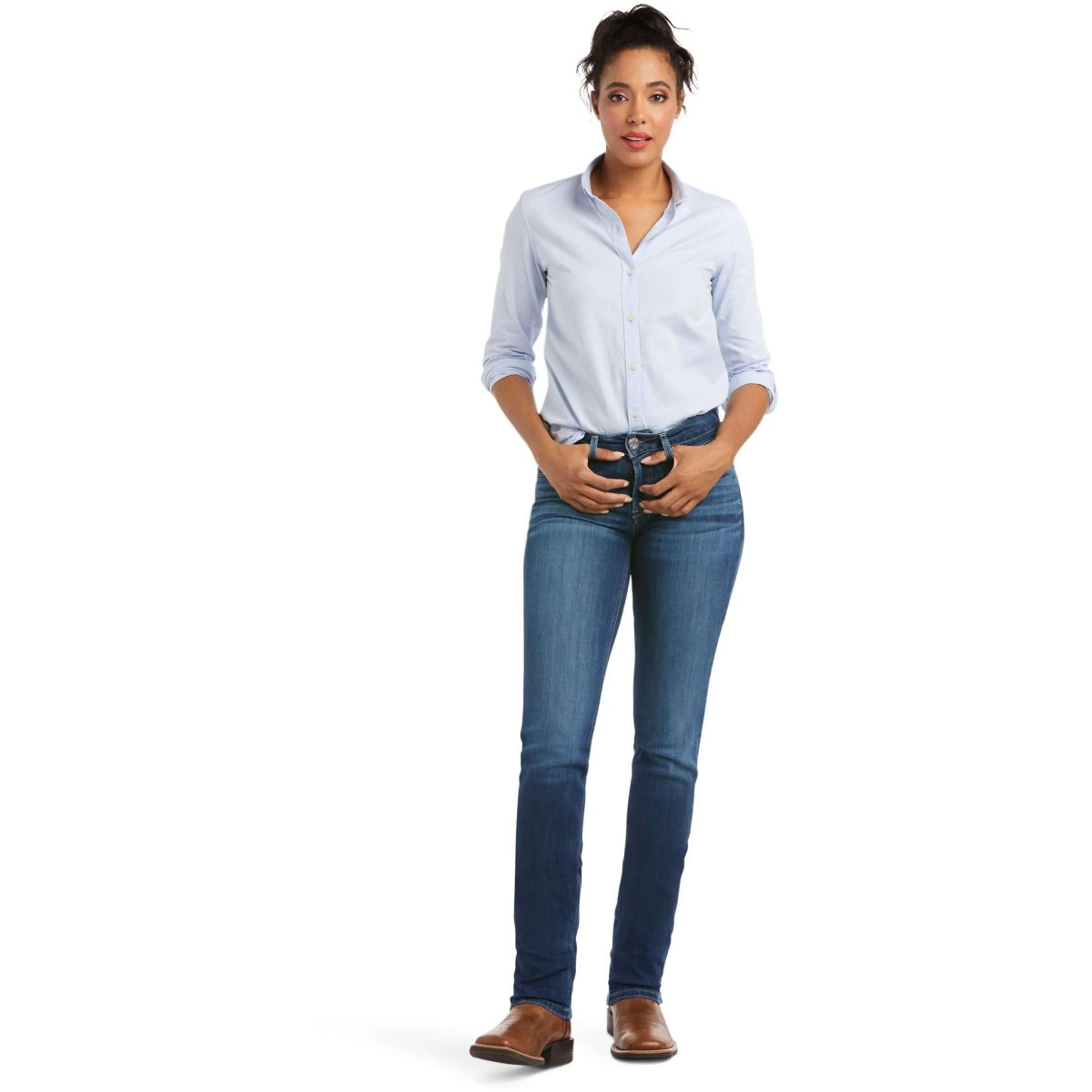 Ariat Jeans Real Perfect Rise Abby Straight Femme Mackenzie Blue - Image 5