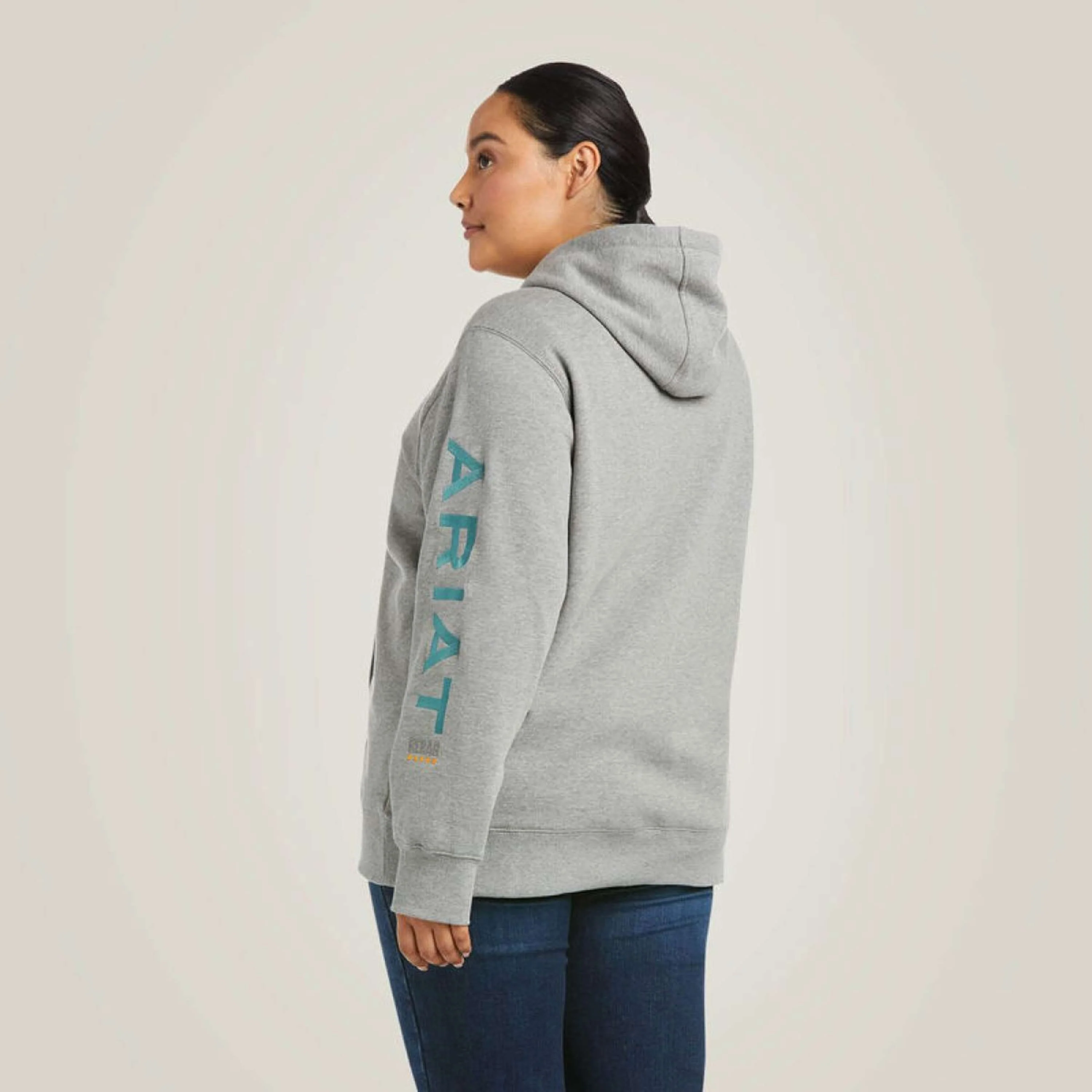 Ariat Pull col Hoodie Rebar Graphic Femme Gris bruyère - Image 4