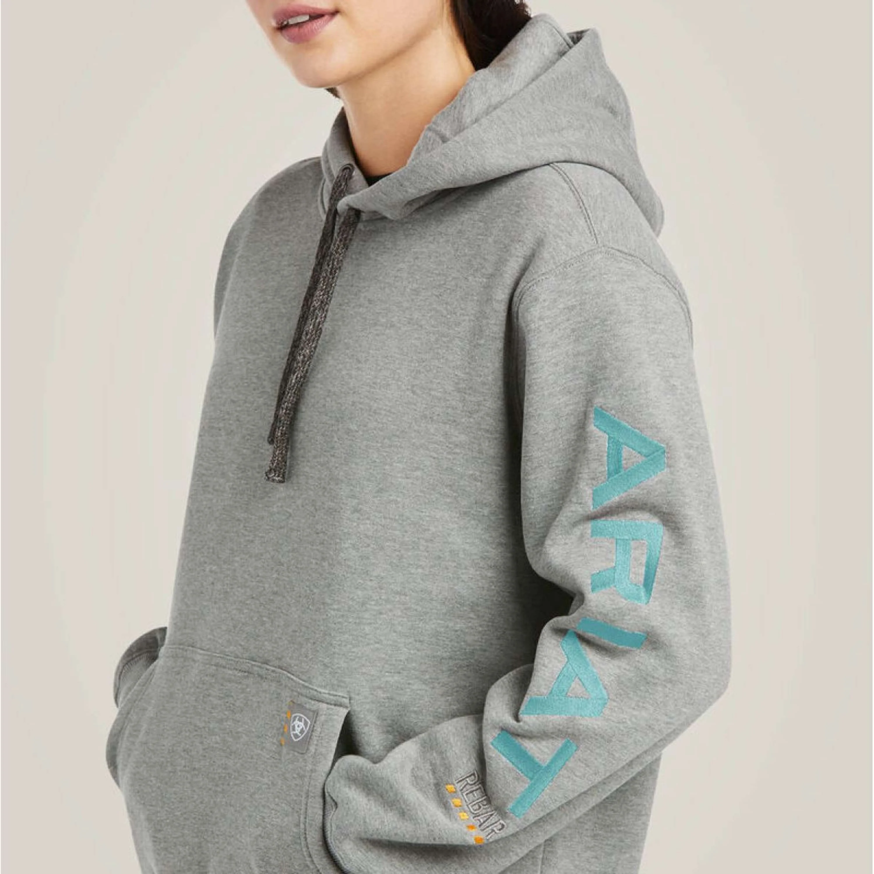 Ariat Pull col Hoodie Rebar Graphic Femme Gris bruyère - Image 5