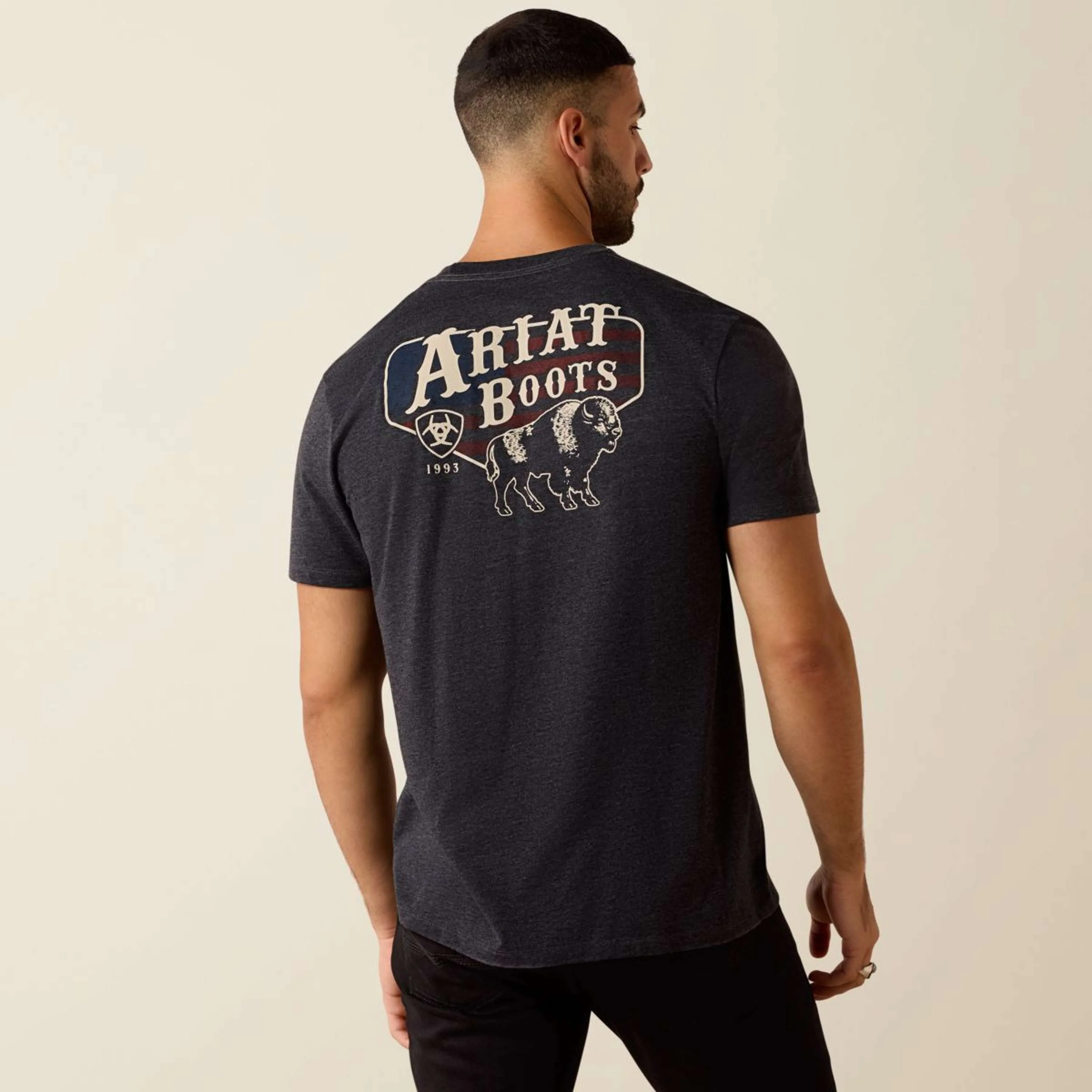 Ariat T-Shirt American Bison Tee Hommes Charcoal Heather - Image 2