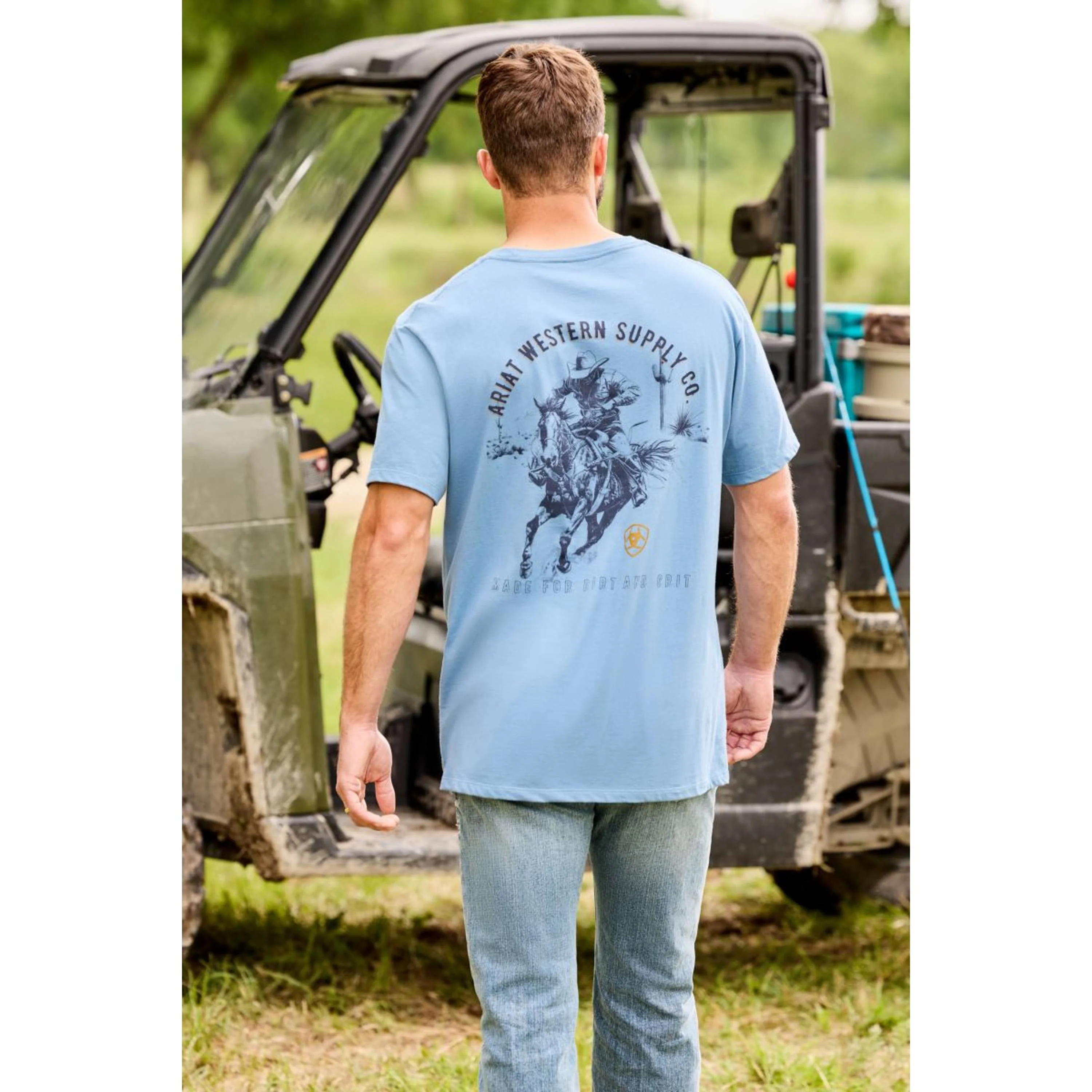 Ariat T-Shirt Blazing Saddle Hommes Bleu - Image 3