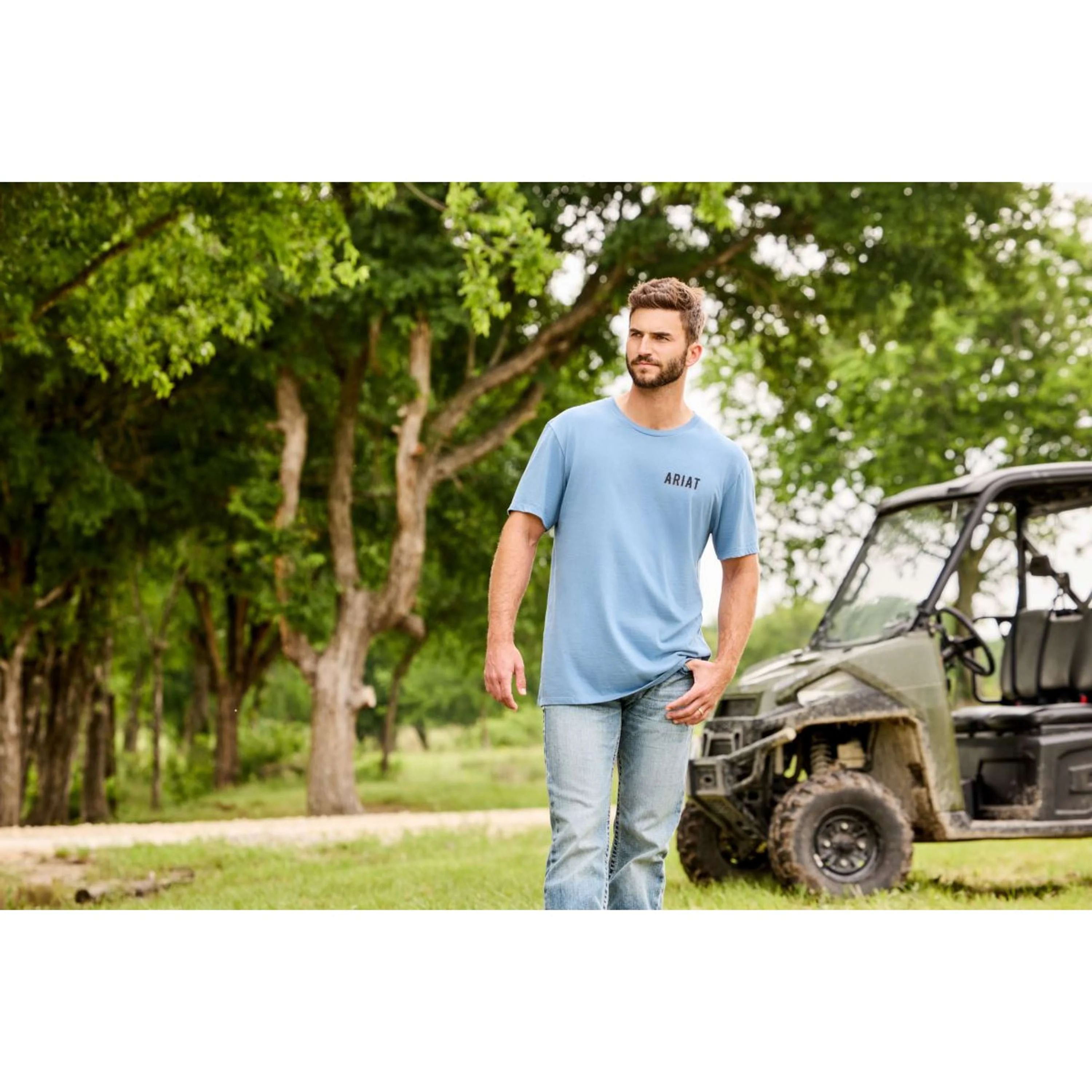 Ariat T-Shirt Blazing Saddle Hommes Bleu - Image 5