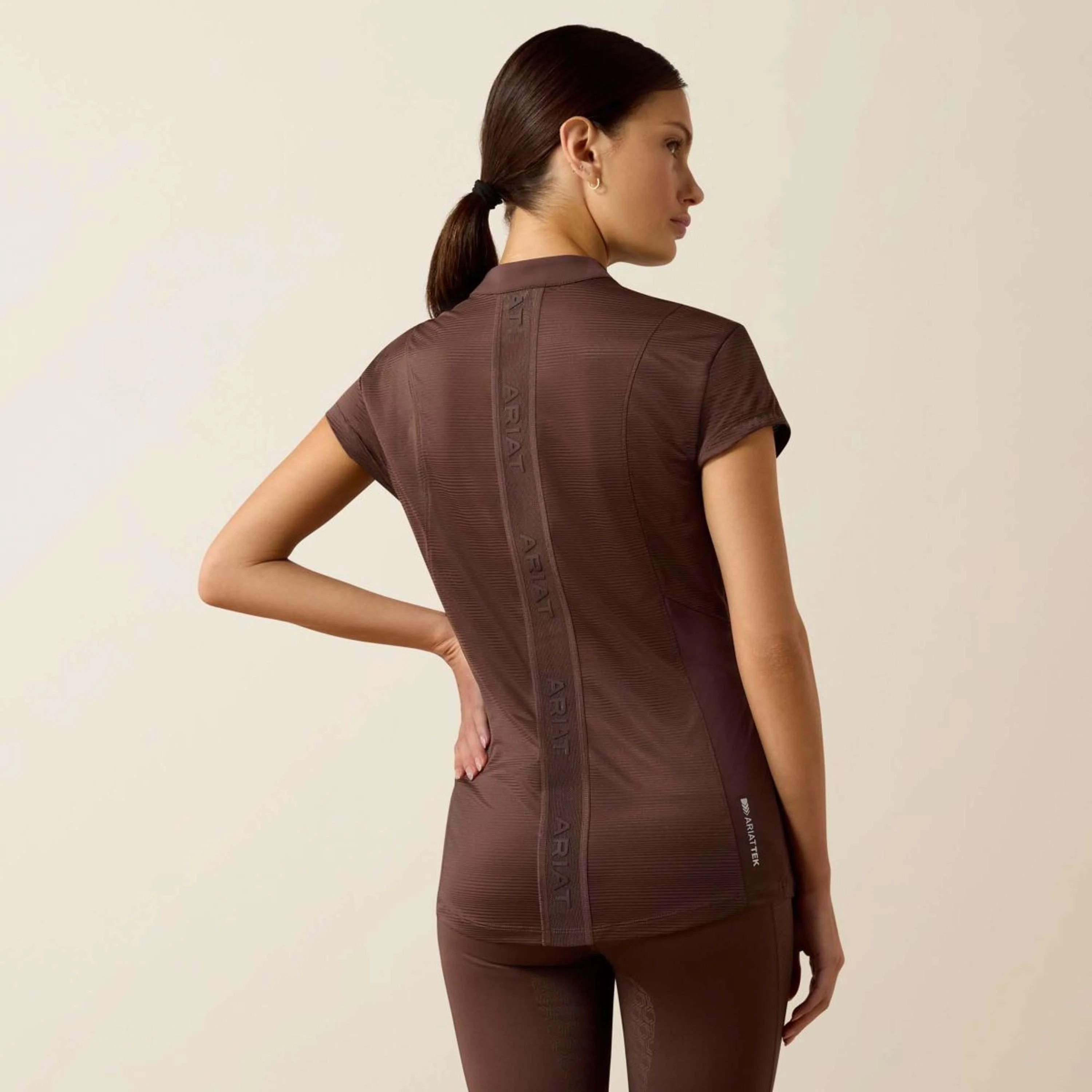 Ariat T-Shirt Breathe 1/2 Zip Femme Pommel Brown - Image 2