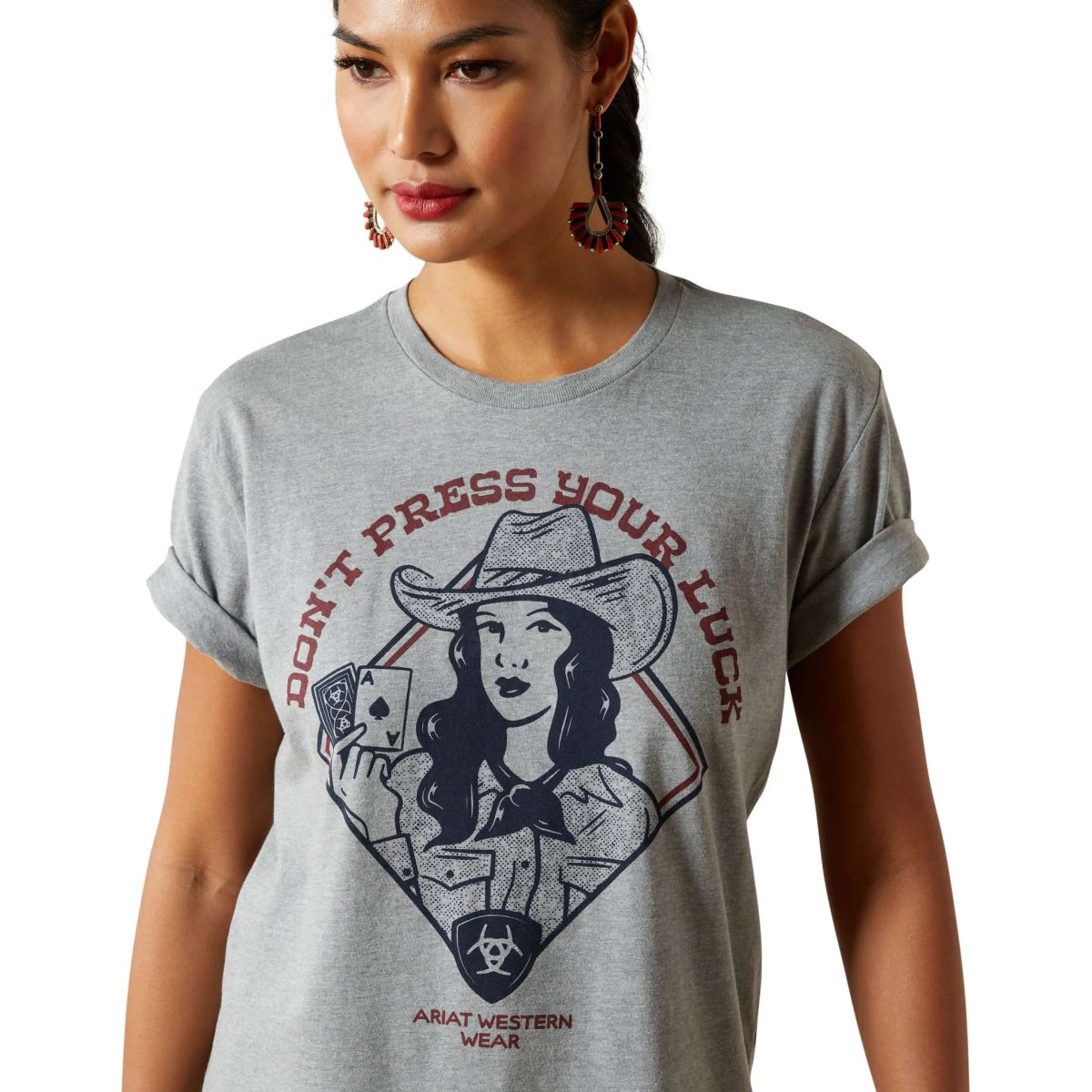 Ariat T-Shirt Don't Press Your Luck Femme Ice Blue - Image 3