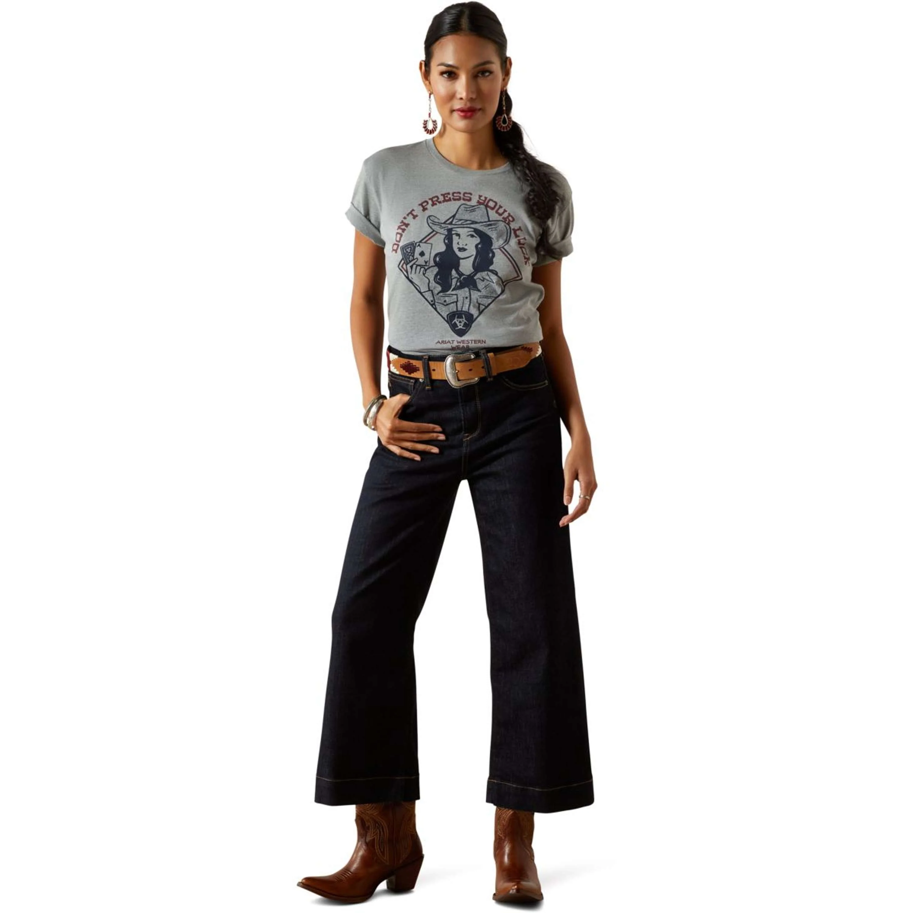Ariat T-Shirt Don't Press Your Luck Femme Ice Blue - Image 5