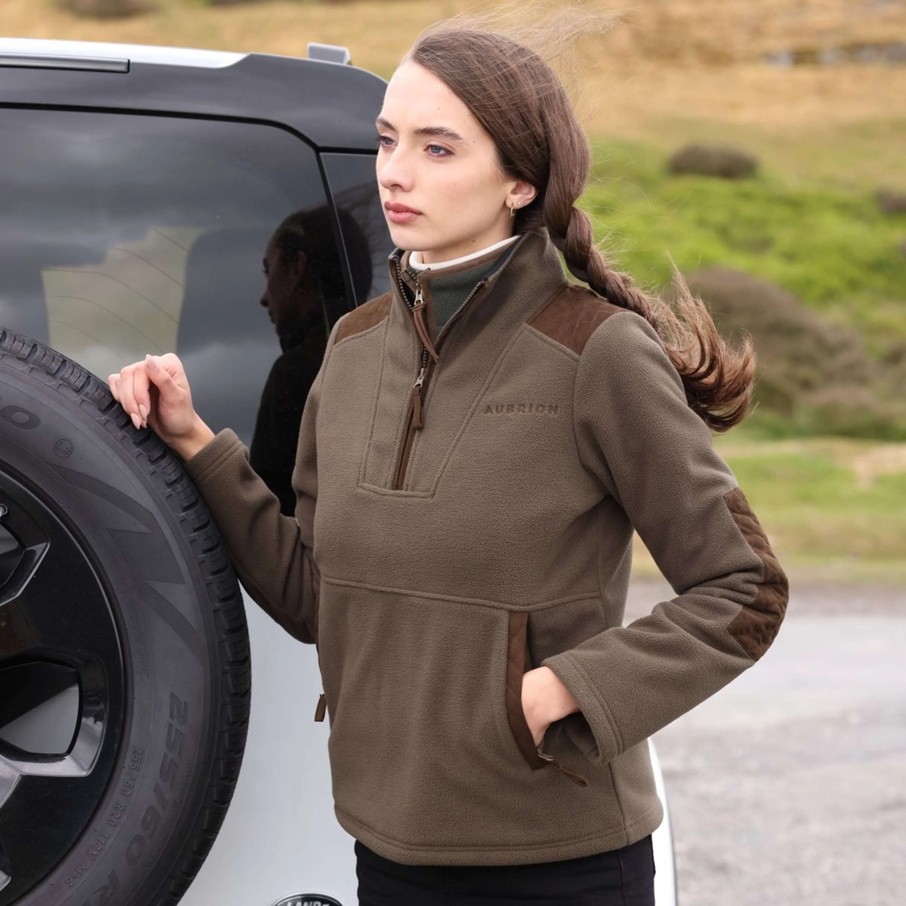 Aubrion by Shires Pull Heritage Fleece Olive foncé - Image 23