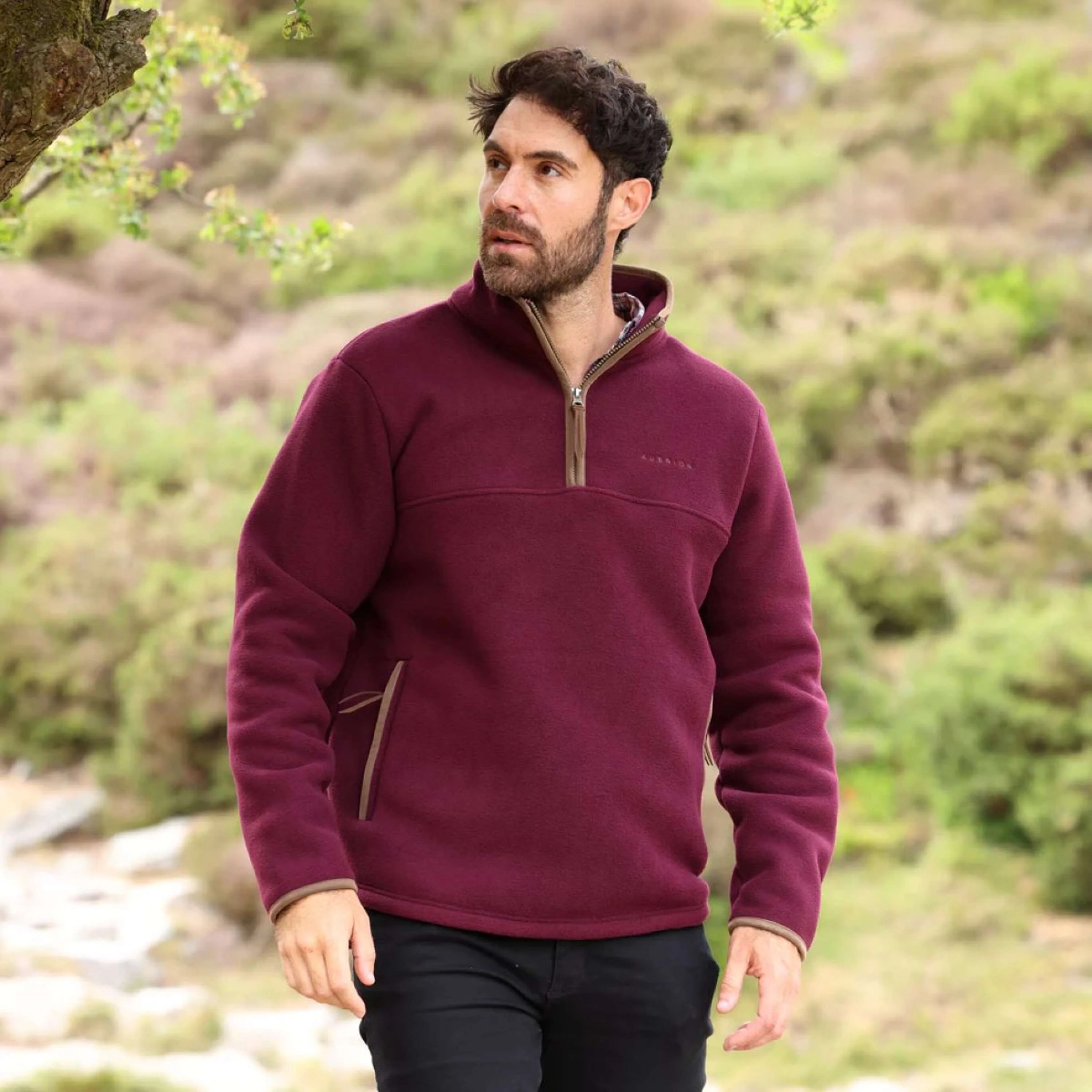 Aubrion by Shires Pull Original Fleece Hommes Maroon Red - Image 4