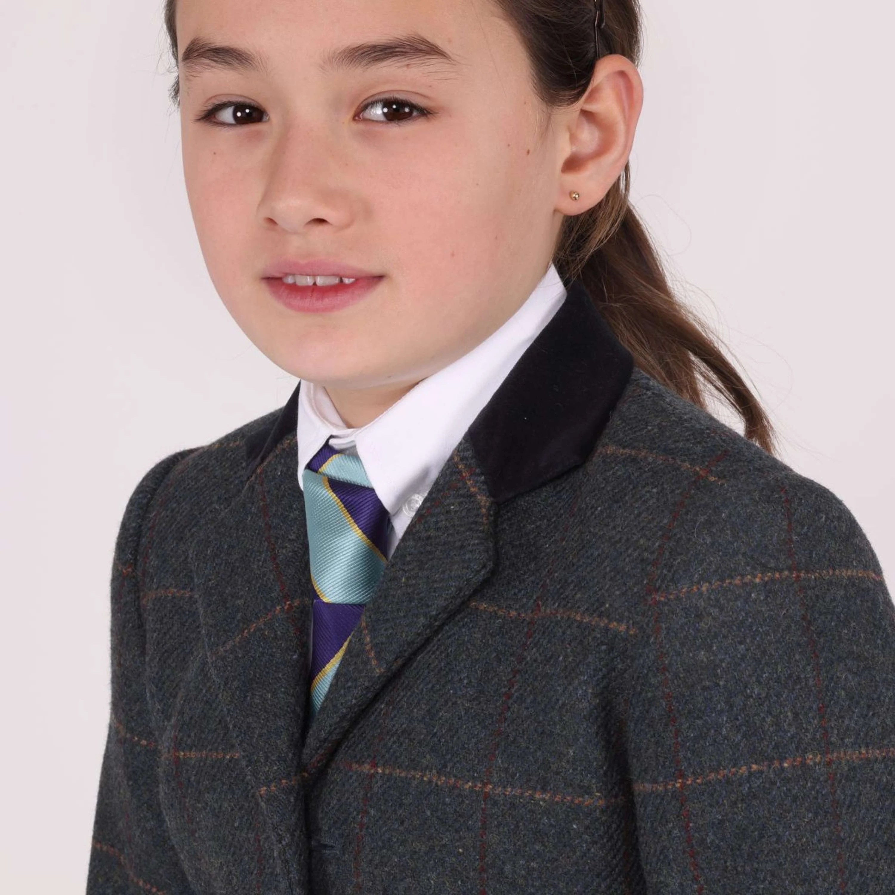 Aubrion by Shires Veste de Concours Saratoga Enfants Juniper Navy Check - Image 4