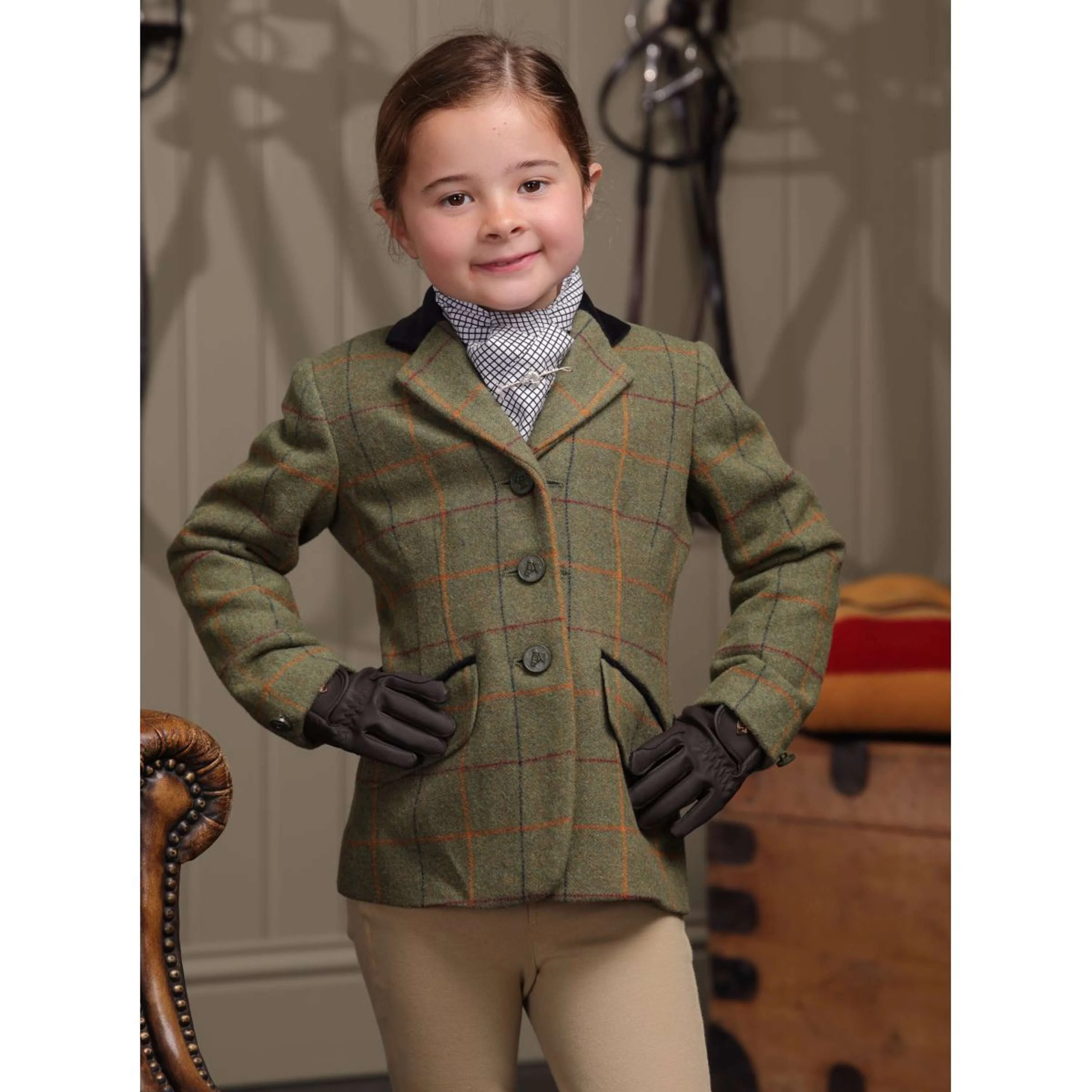 Aubrion by Shires Veste de Concours Saratoga Enfants Rouge/Jaune/Bleu Check - Image 5