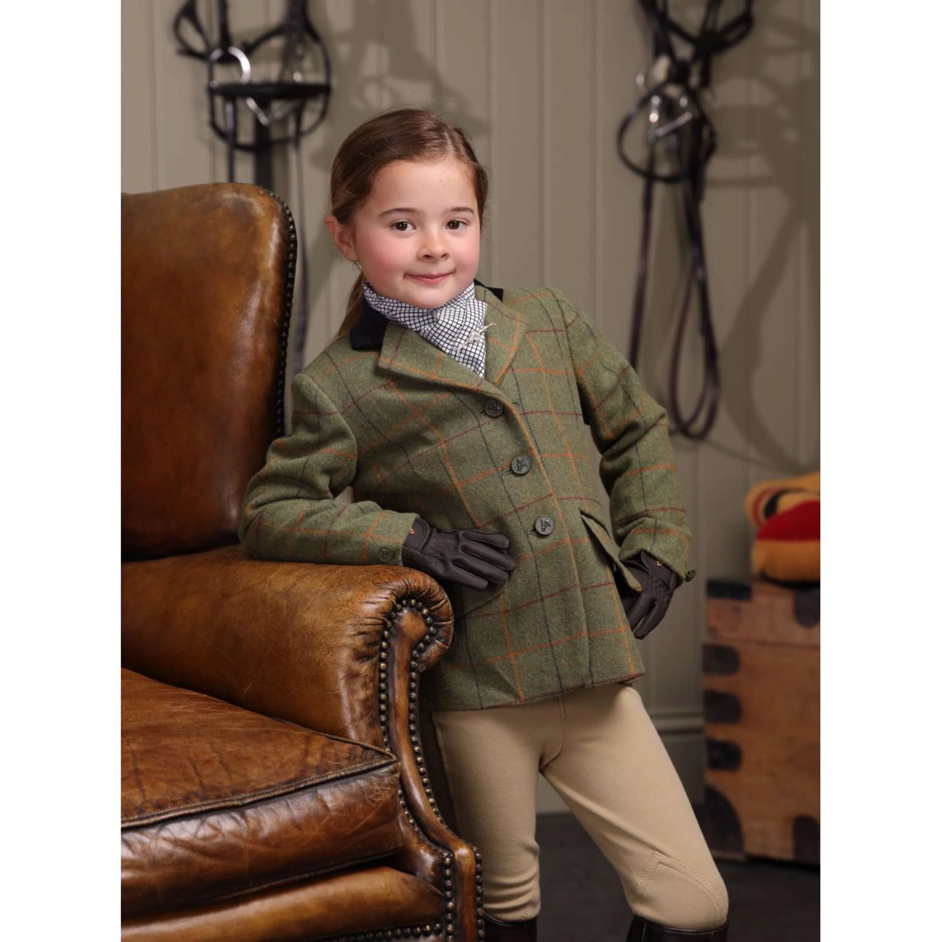 Aubrion by Shires Veste de Concours Saratoga Enfants Rouge/Jaune/Bleu Check - Image 7