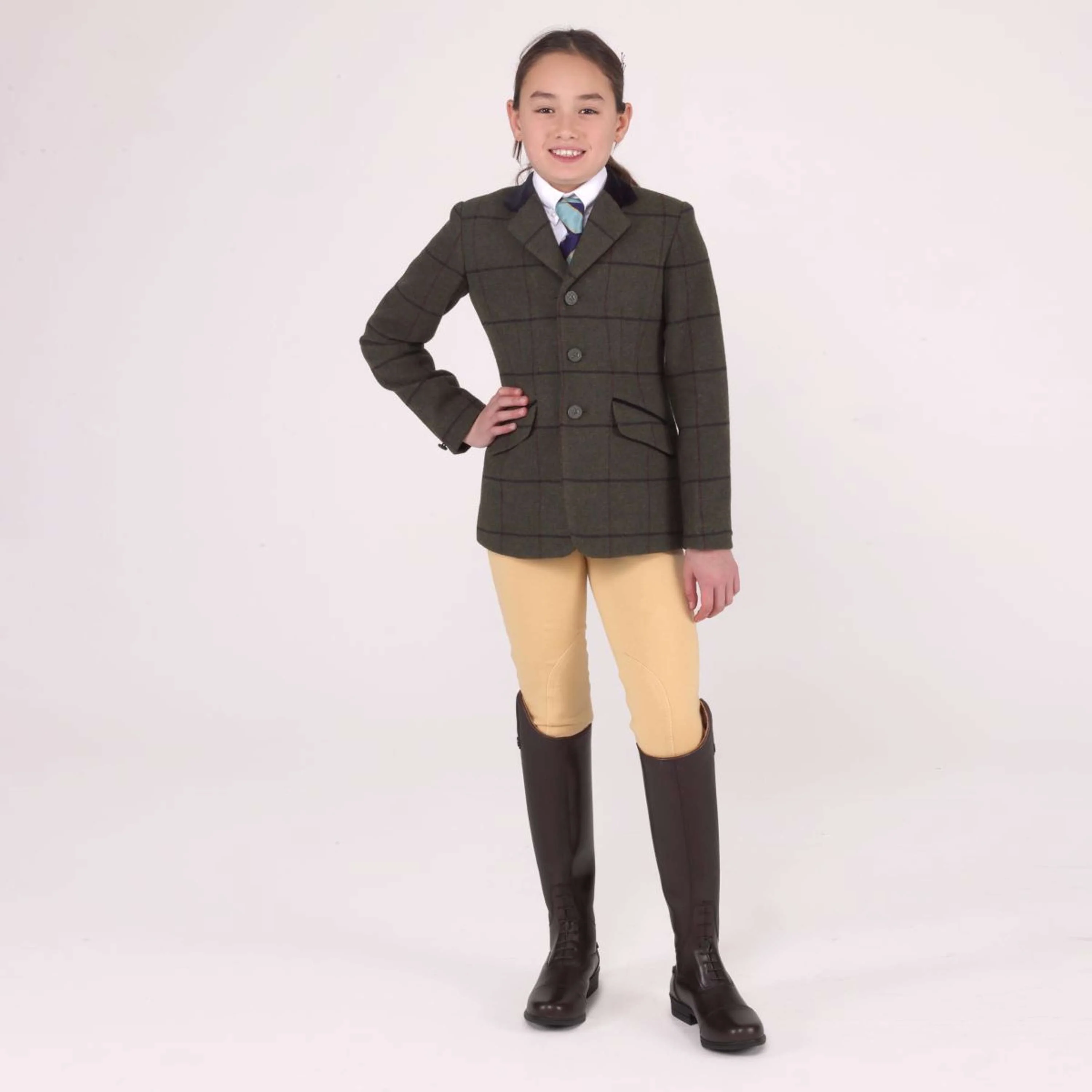 Aubrion by Shires Veste de Concours Saratoga Enfants Spruce Vert Check - Image 3