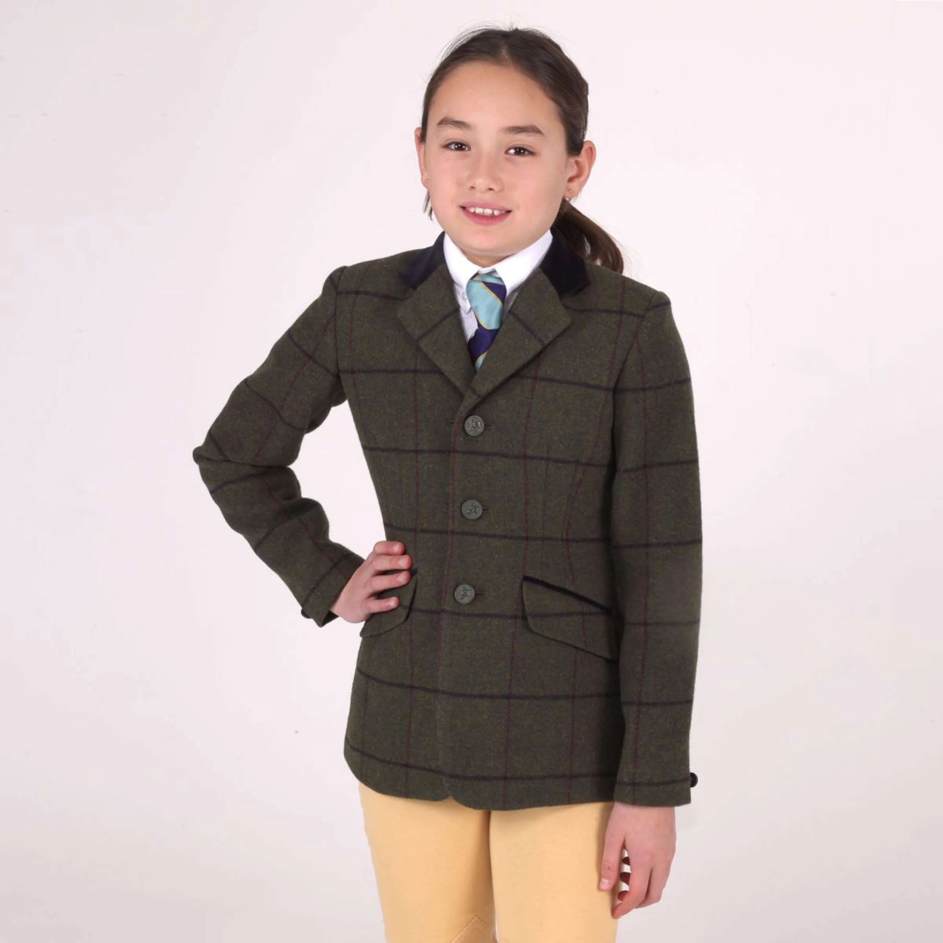 Aubrion by Shires Veste de Concours Saratoga Enfants Spruce Vert Check - Image 5