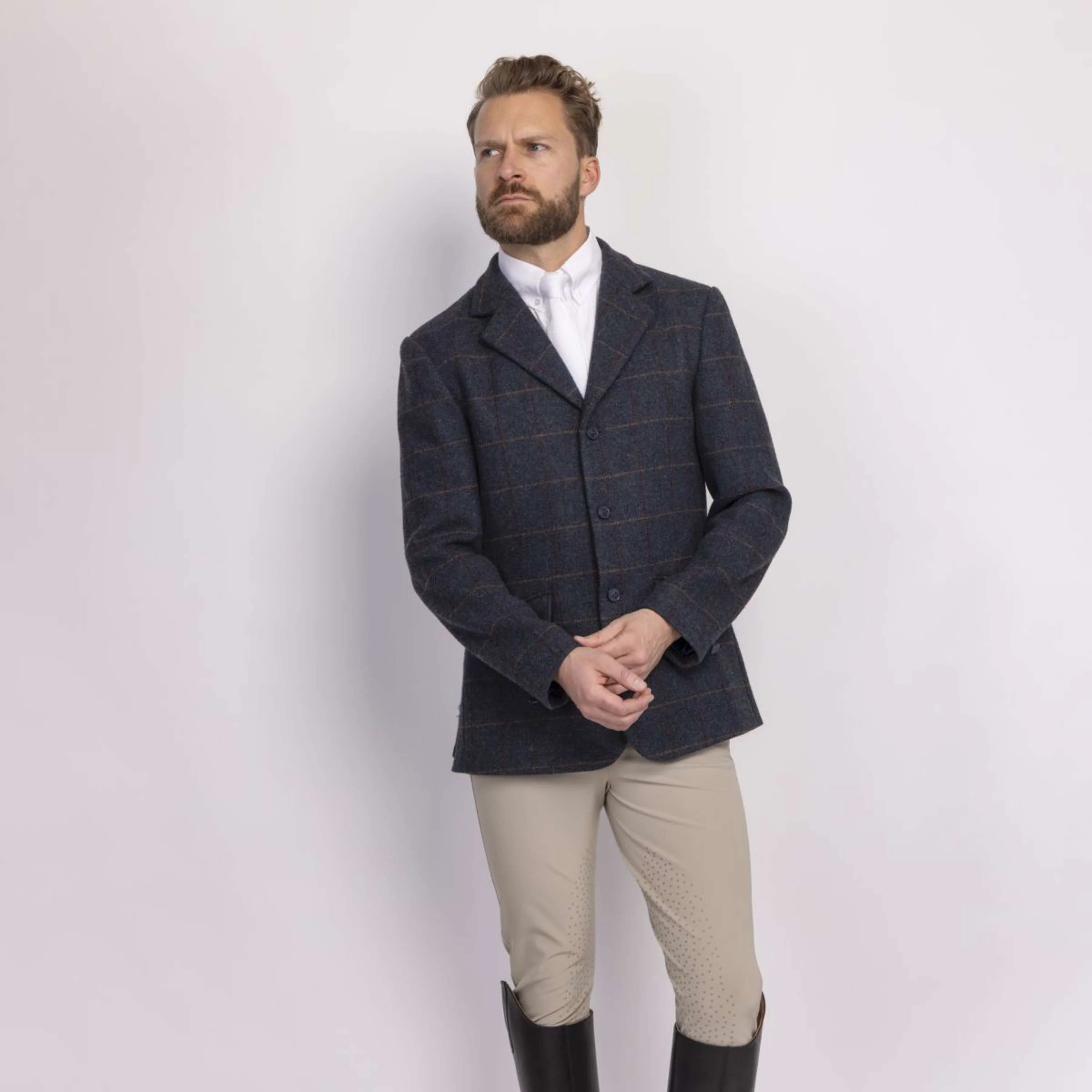Aubrion by Shires Veste de Concours Saratoga Hommes Juniper Navy Check - Image 11