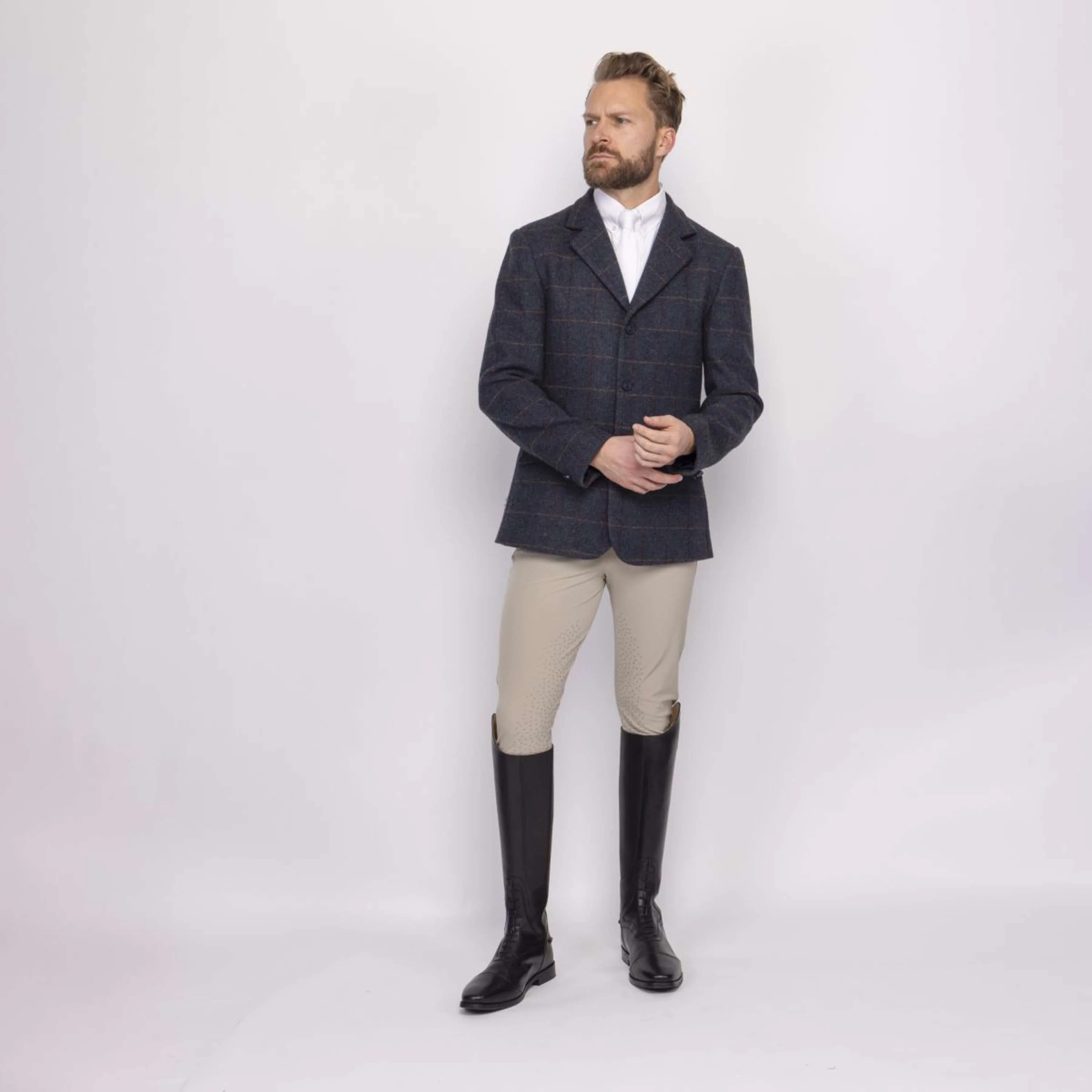 Aubrion by Shires Veste de Concours Saratoga Hommes Juniper Navy Check - Image 4