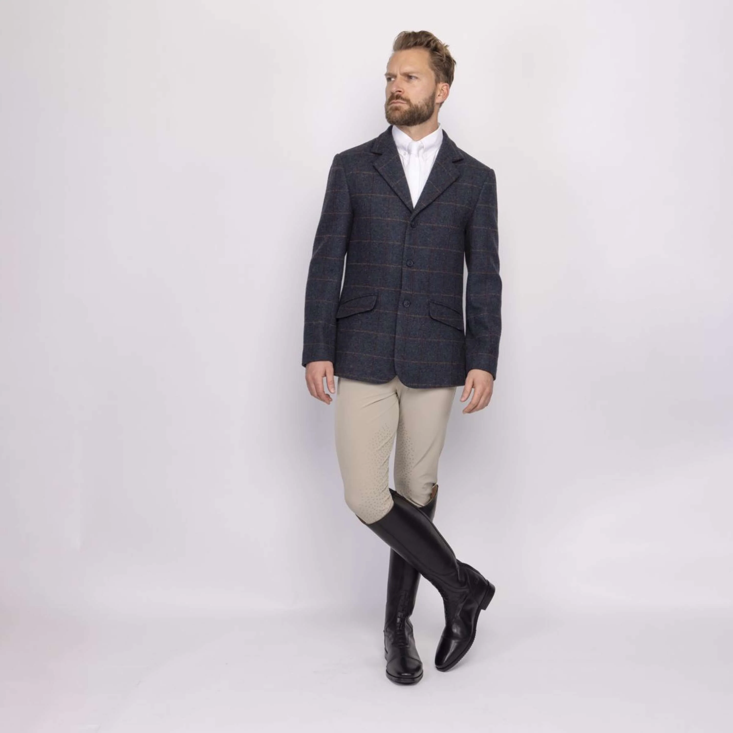 Aubrion by Shires Veste de Concours Saratoga Hommes Juniper Navy Check - Image 5
