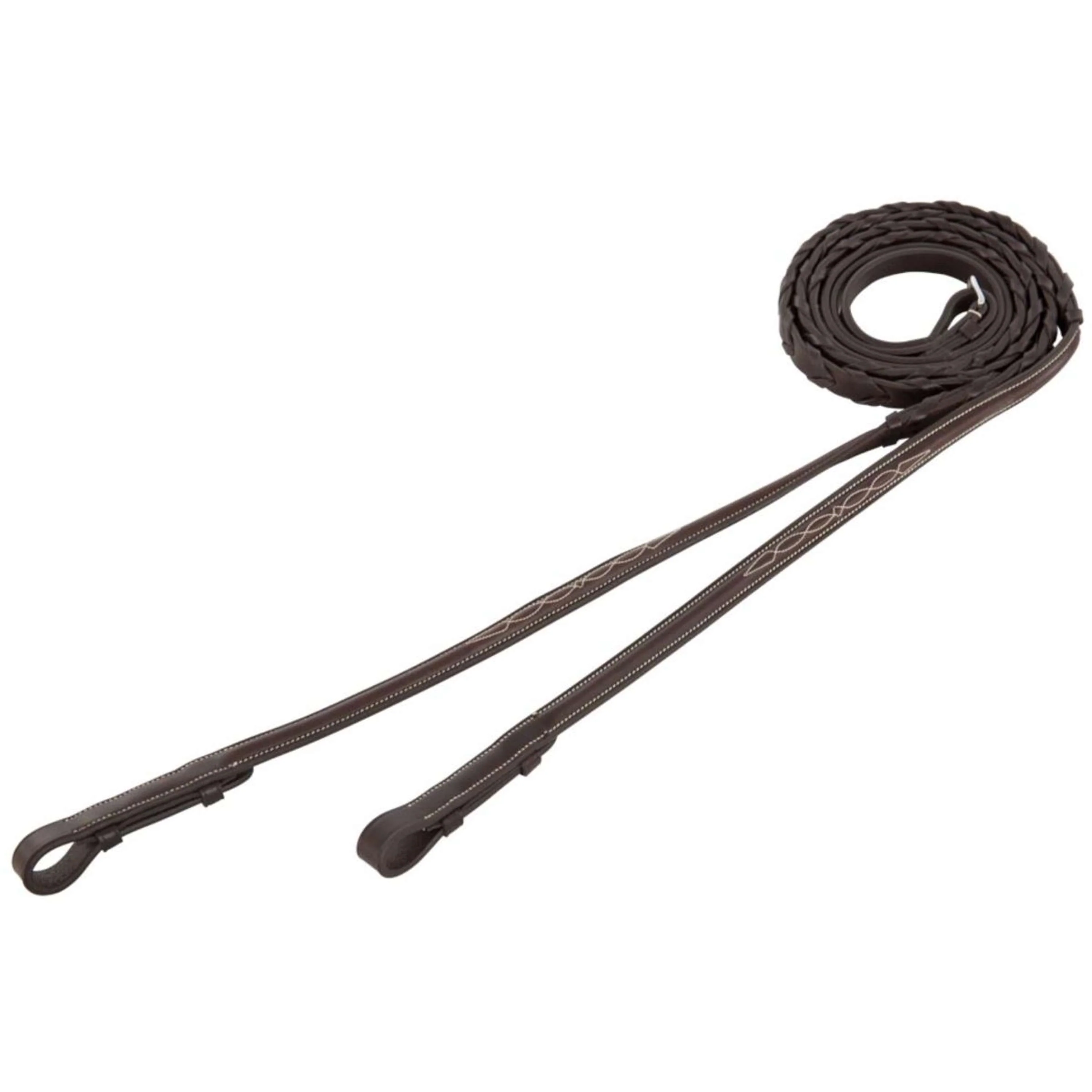 BR Rênes Hunter Tressé Fancy Marron/Argent - Image 3