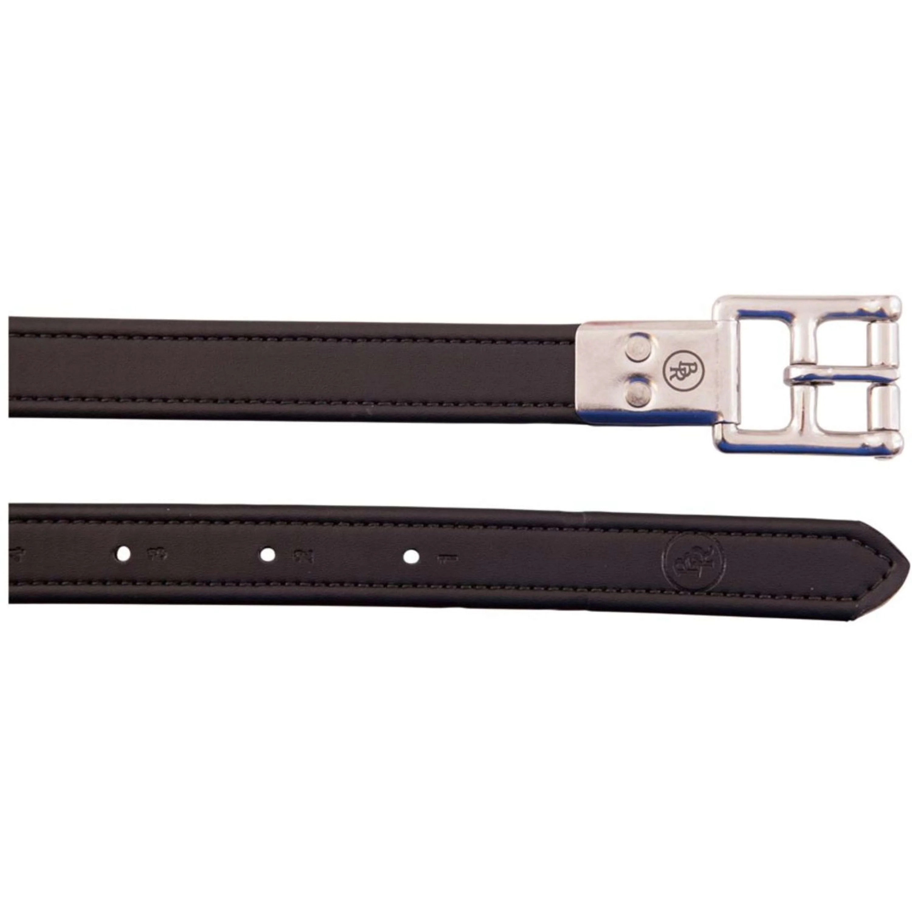 BR Étrivières Leather Feel Boucles de Plaque Acier Inoxydable Noir - Image 2