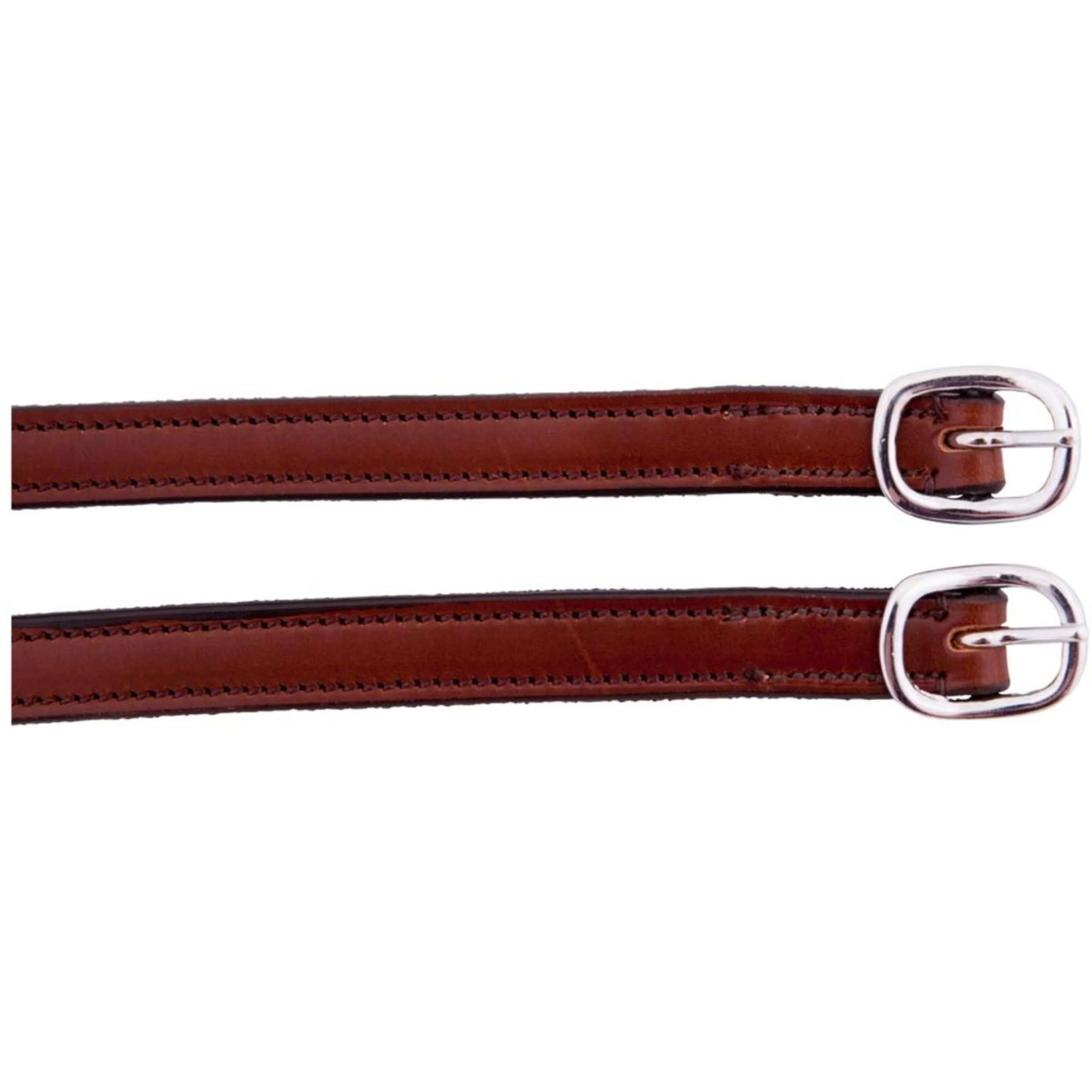 BR Lanières pour Éperons Cuir Fourré Boucle Acier Inoxydable Tabac - Image 2