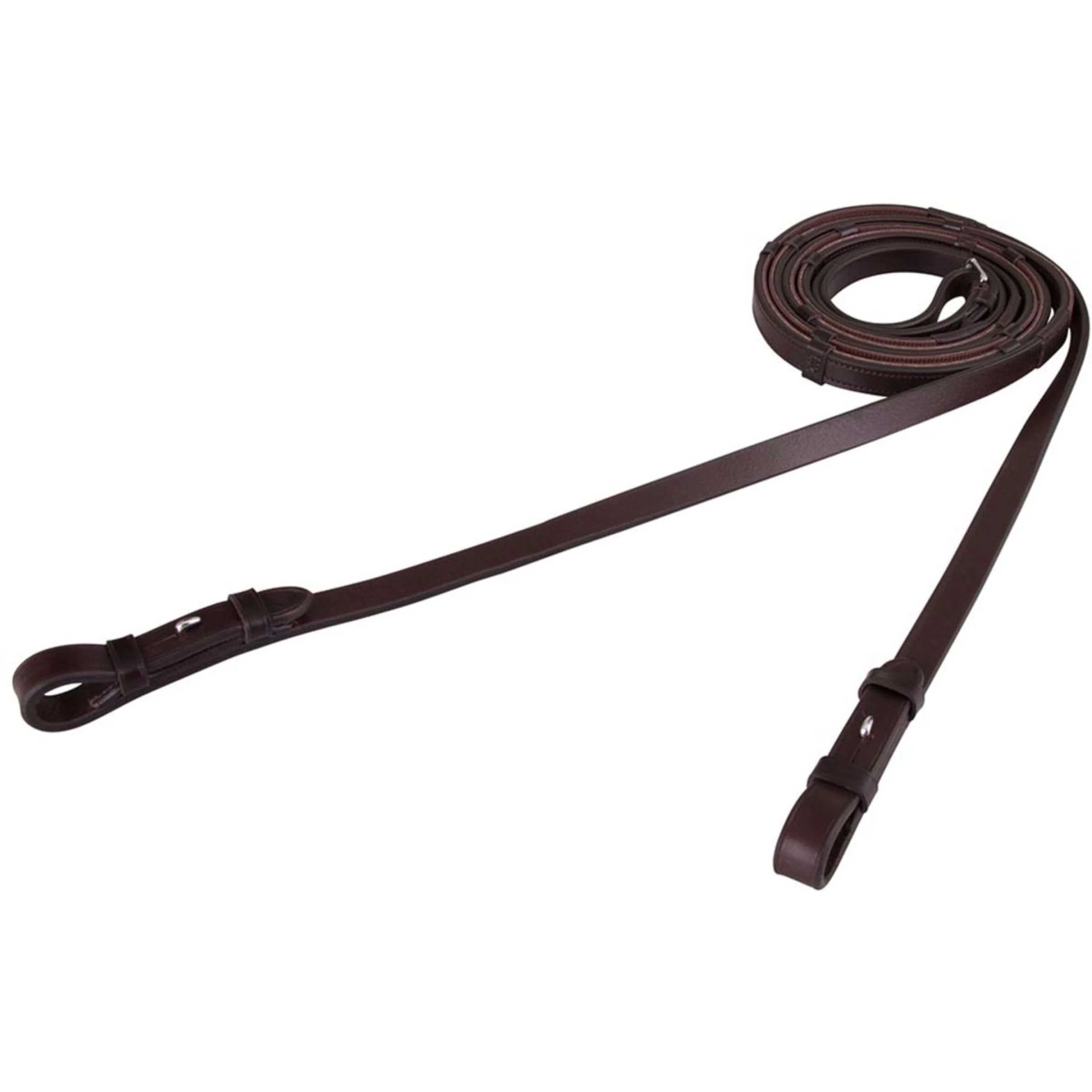 BR Rênes de Dressage Cuir/Caoutchouc Arrêts 16mm Marron - Image 3