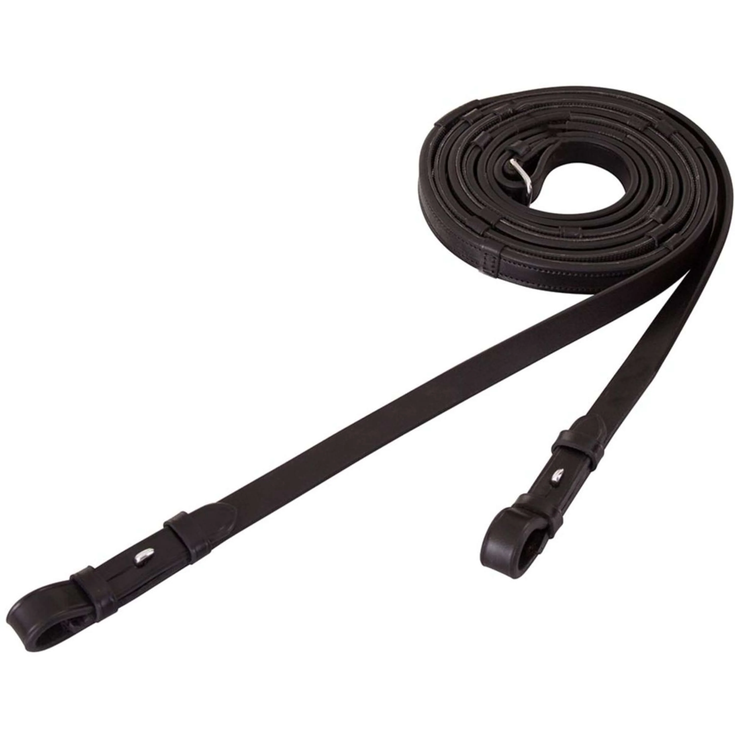 BR Rênes de Dressage Cuir/Caoutchouc Arrêts 16mm Noir - Image 3