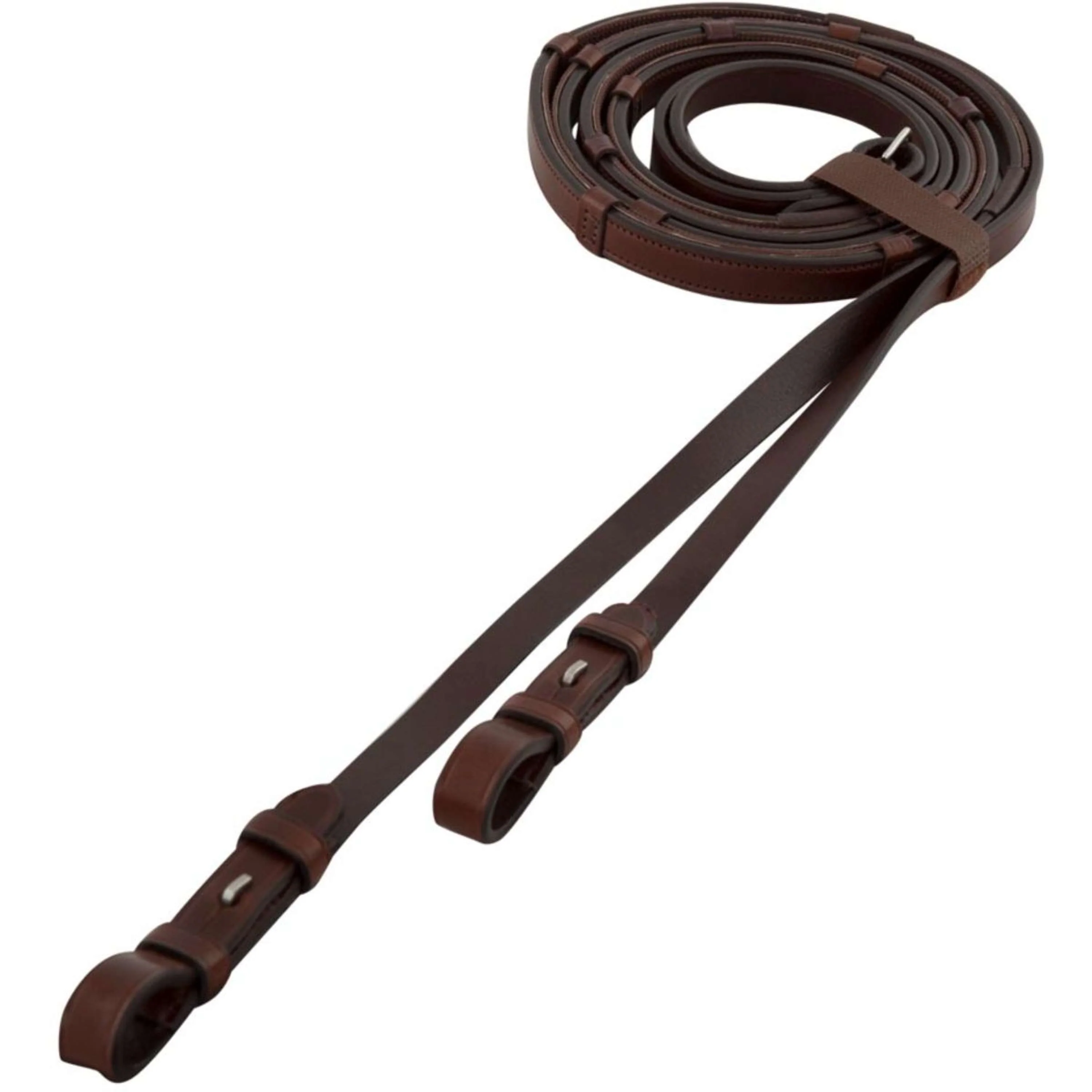 BR Rênes de Dressage Cuir/Caoutchouc Arrêts 16mm Oak/Silver - Image 3