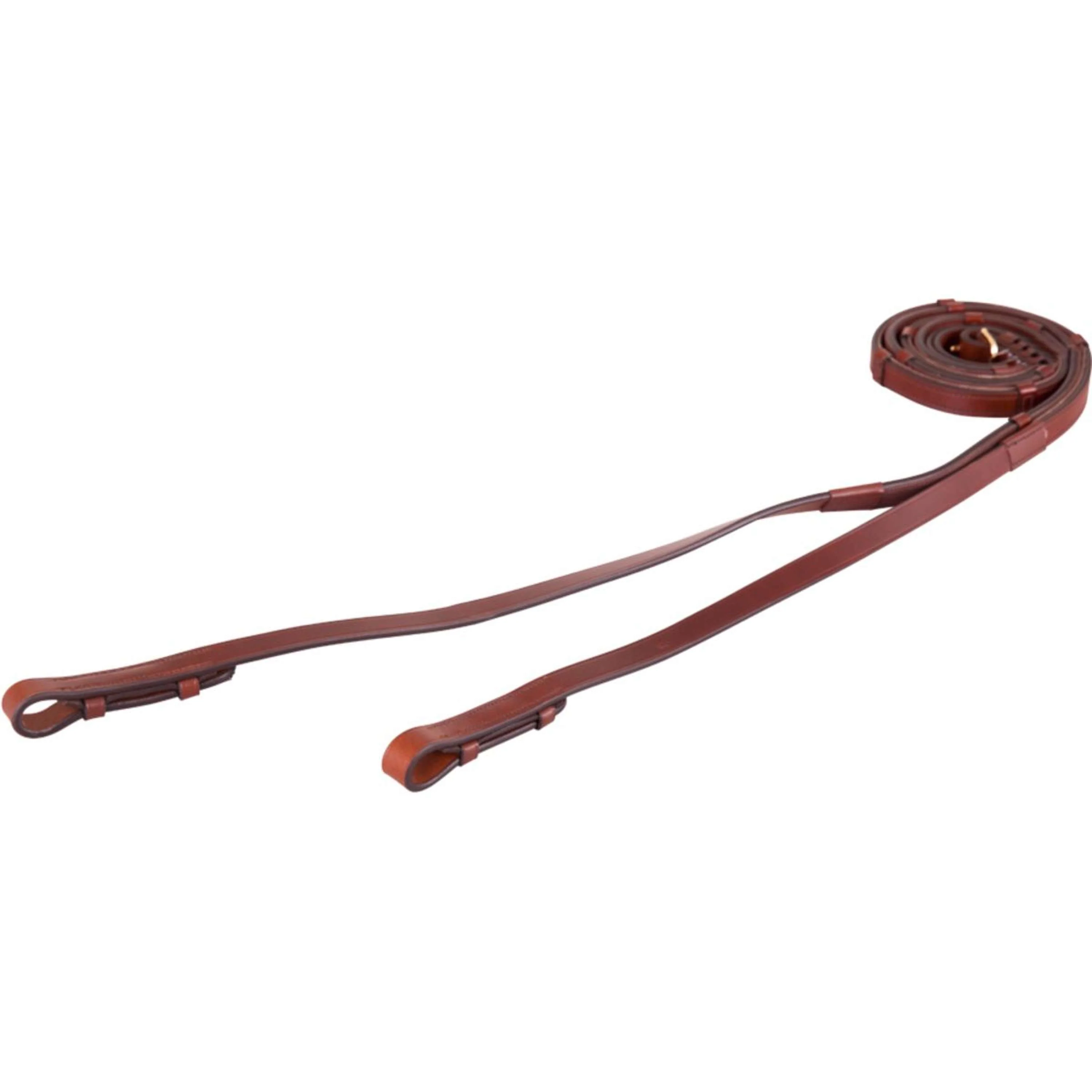 BR Rênes de Dressage Cuir/Caoutchouc Arrêts 16mm Tobacco/gold - Image 3