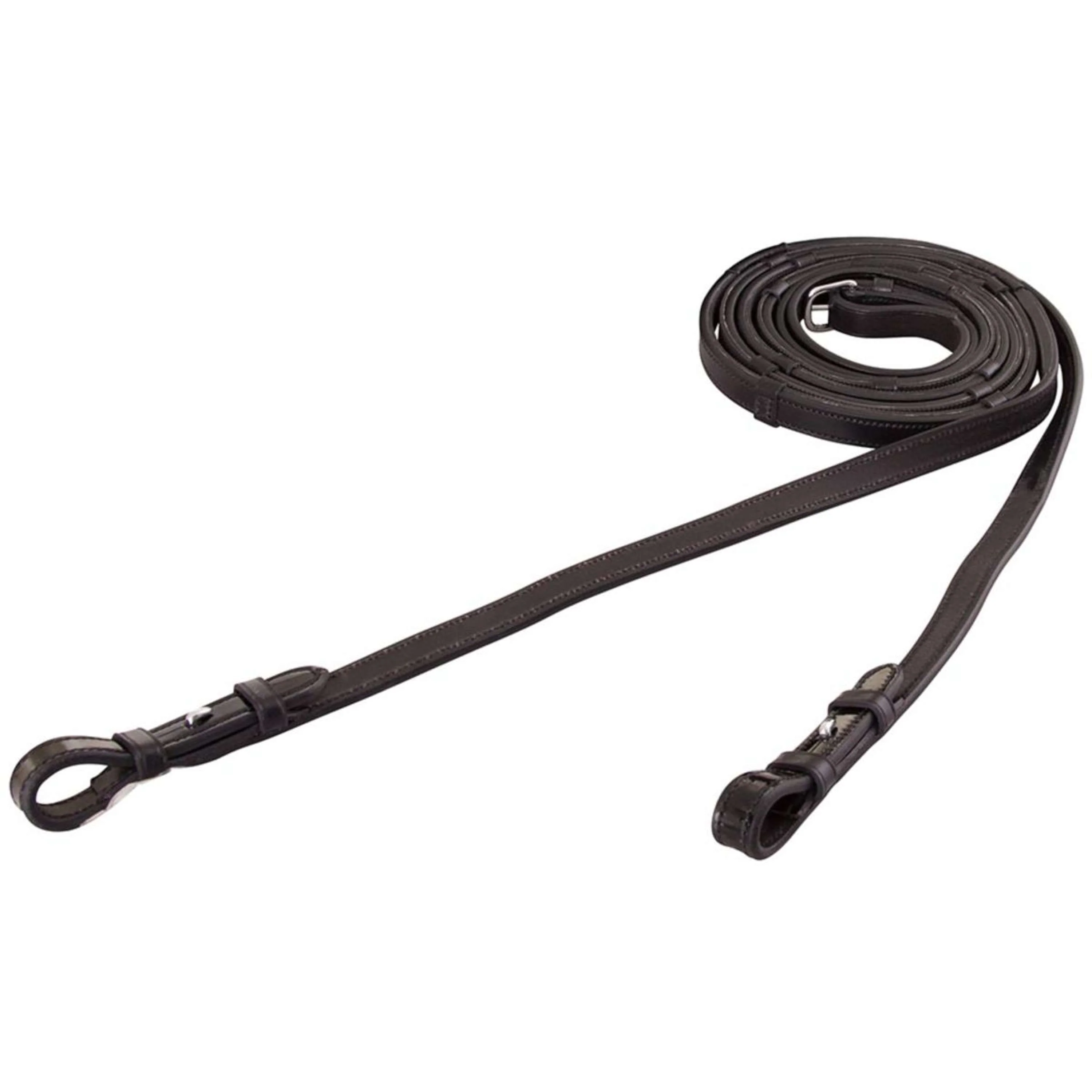 BR Rênes de Dressage Cuir Vernis/Caoutchouc Arrêts 16mm Noir - Image 3
