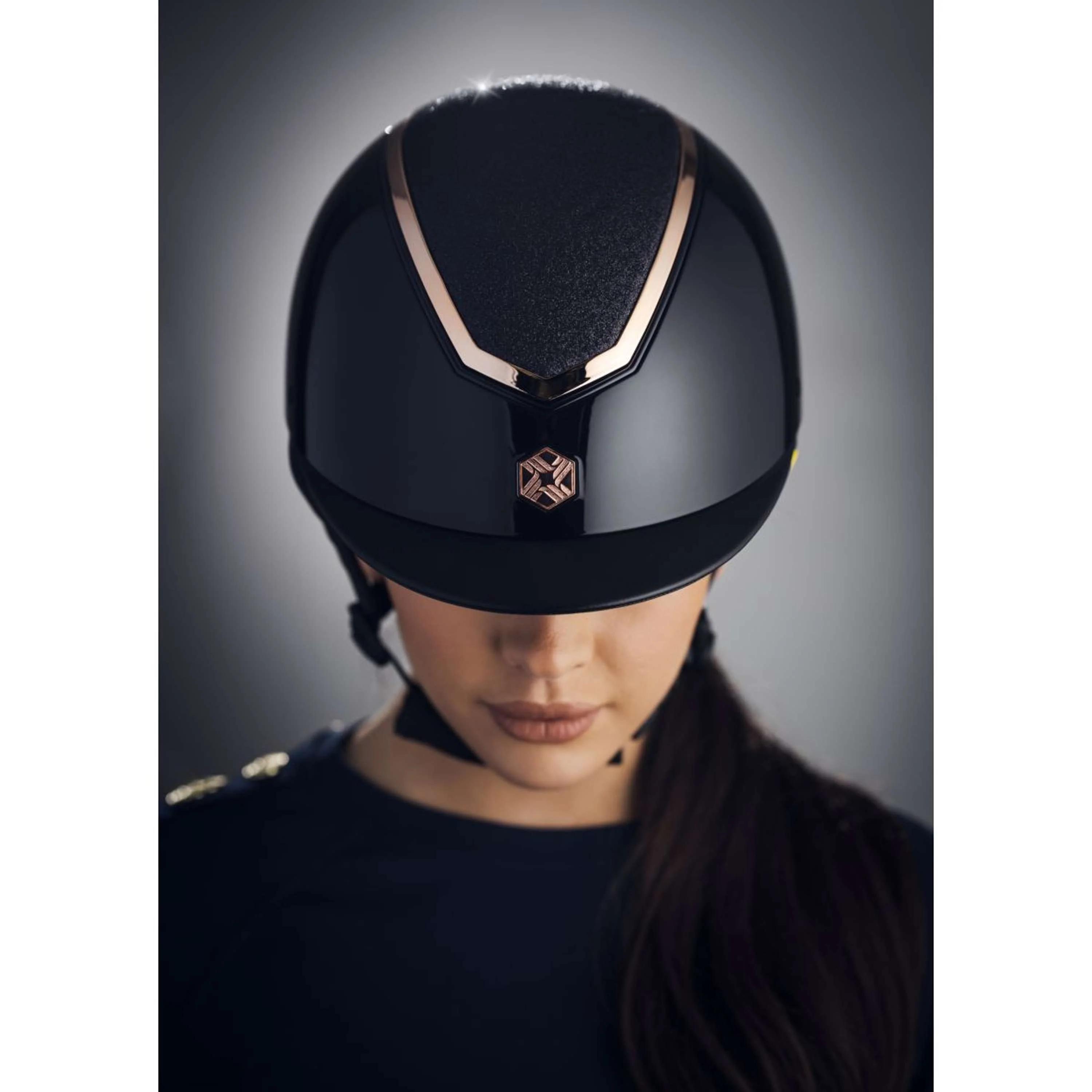 Charles Owen Bombe Kylo Sparkly MIPS Black Gloss/Rose Gold - Image 4